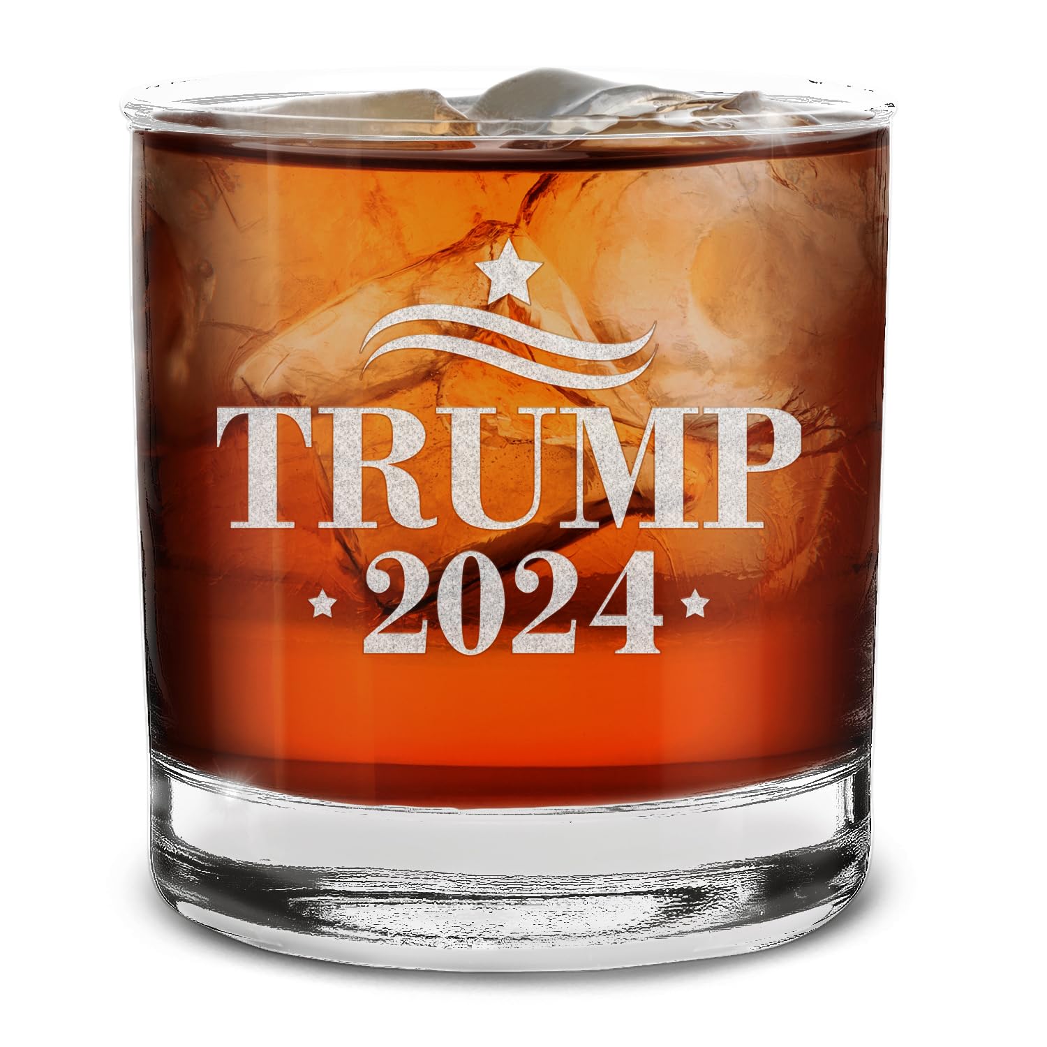 Trump 2024 American Stars Election Engraved Whiskey Glass 11 oz.