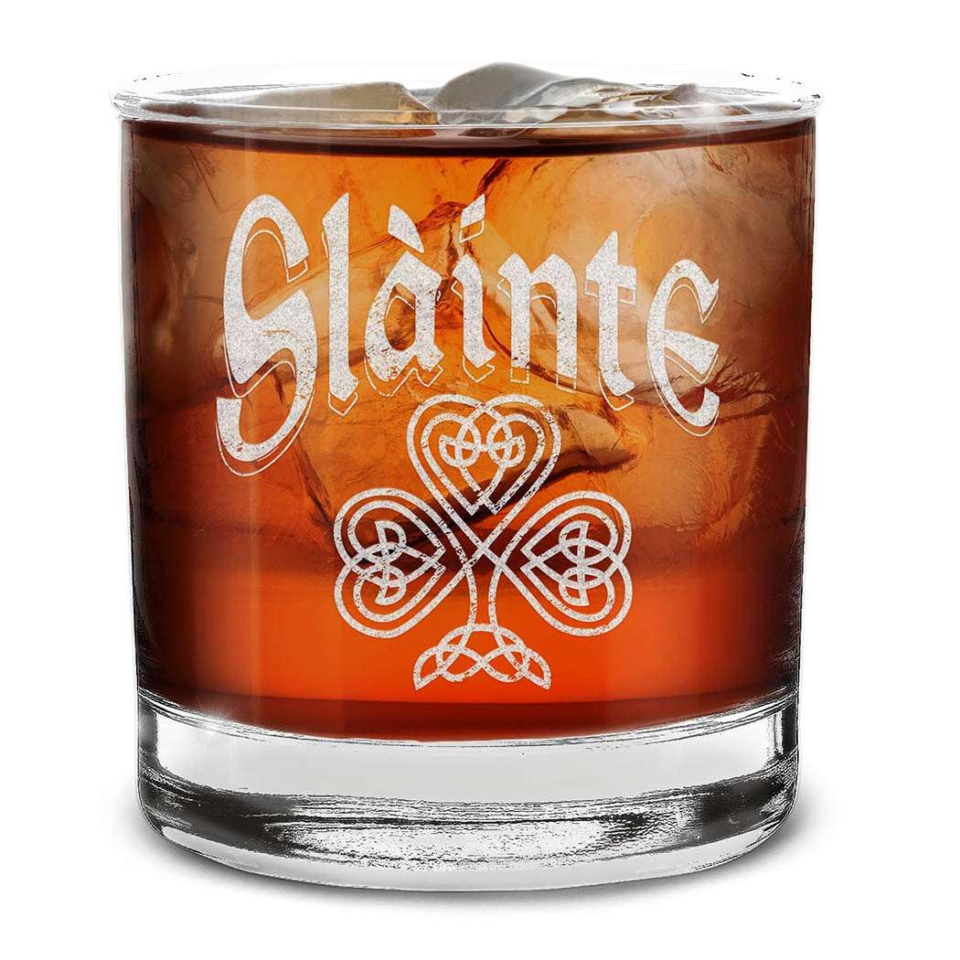 Slainte Irish Cheers Toast Engraved Whiskey Glass 11 oz.