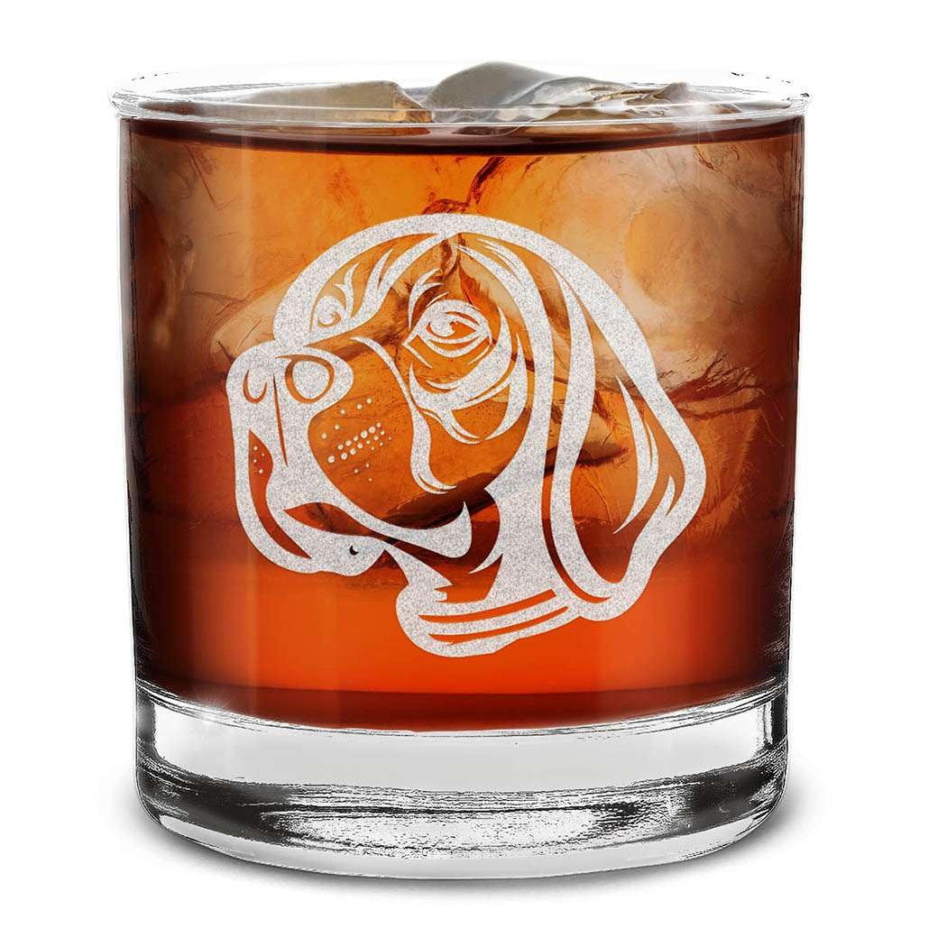 Dog Breeds Head Face Engraved Whiskey Glass 11 oz.