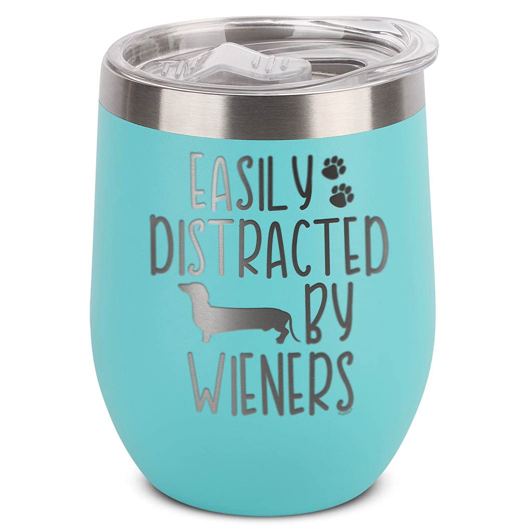 Easily Distracted By Engraved Insulated Stainless Steel Wine Tumbler 12oz.