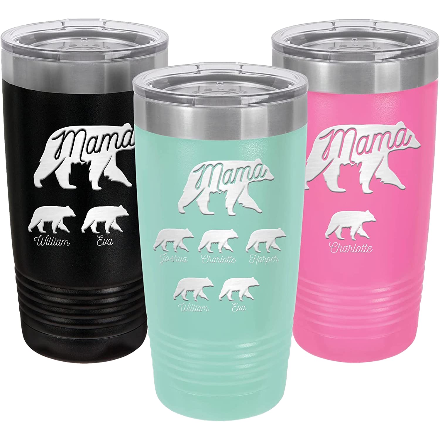 Custom Personalized Mama Bear & Cubs Tumbler 20 oz.