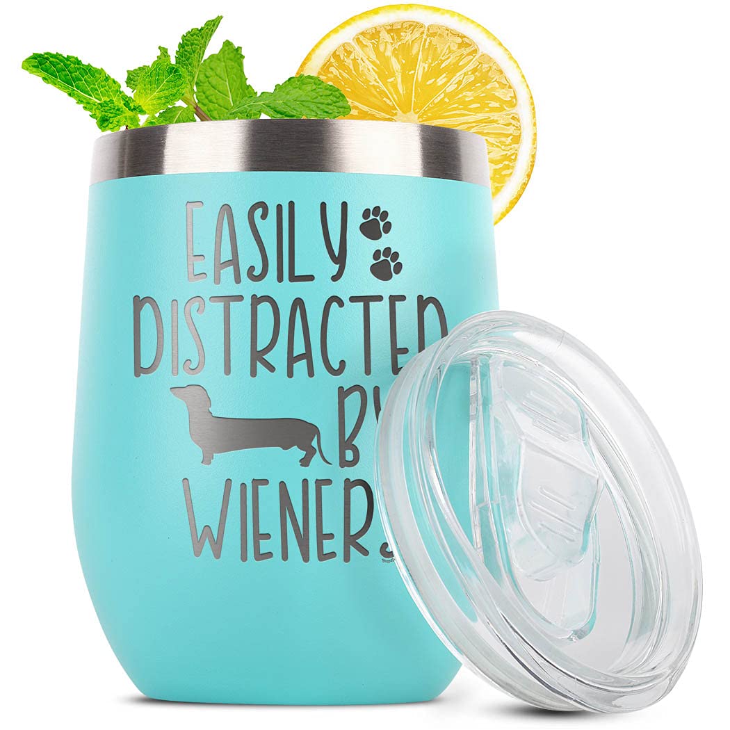 Easily Distracted By Engraved Insulated Stainless Steel Wine Tumbler 12oz.