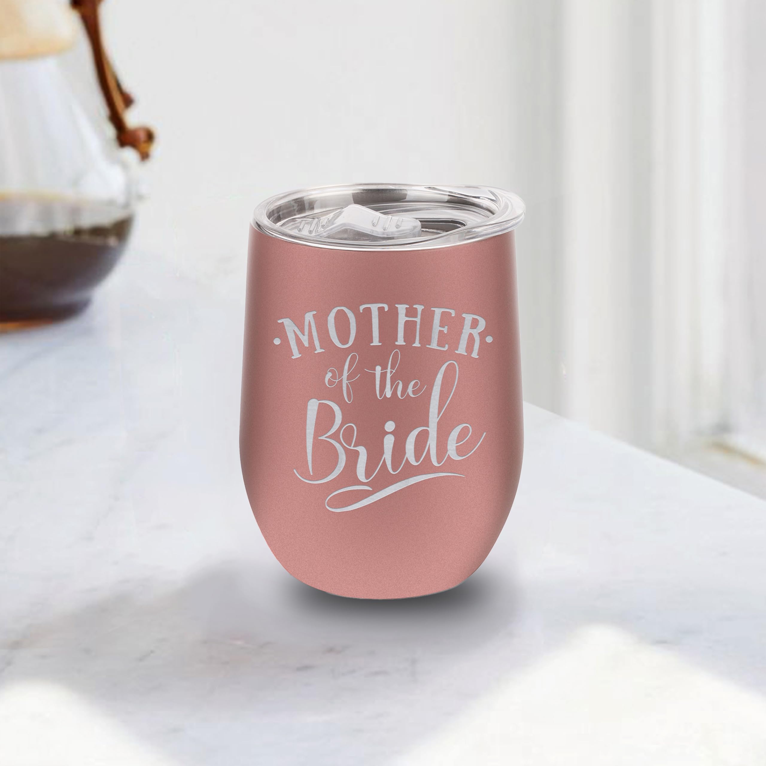 Mother of the Bride Wedding Engraved Insulated Stainless Steel Wine Tumbler 12oz.