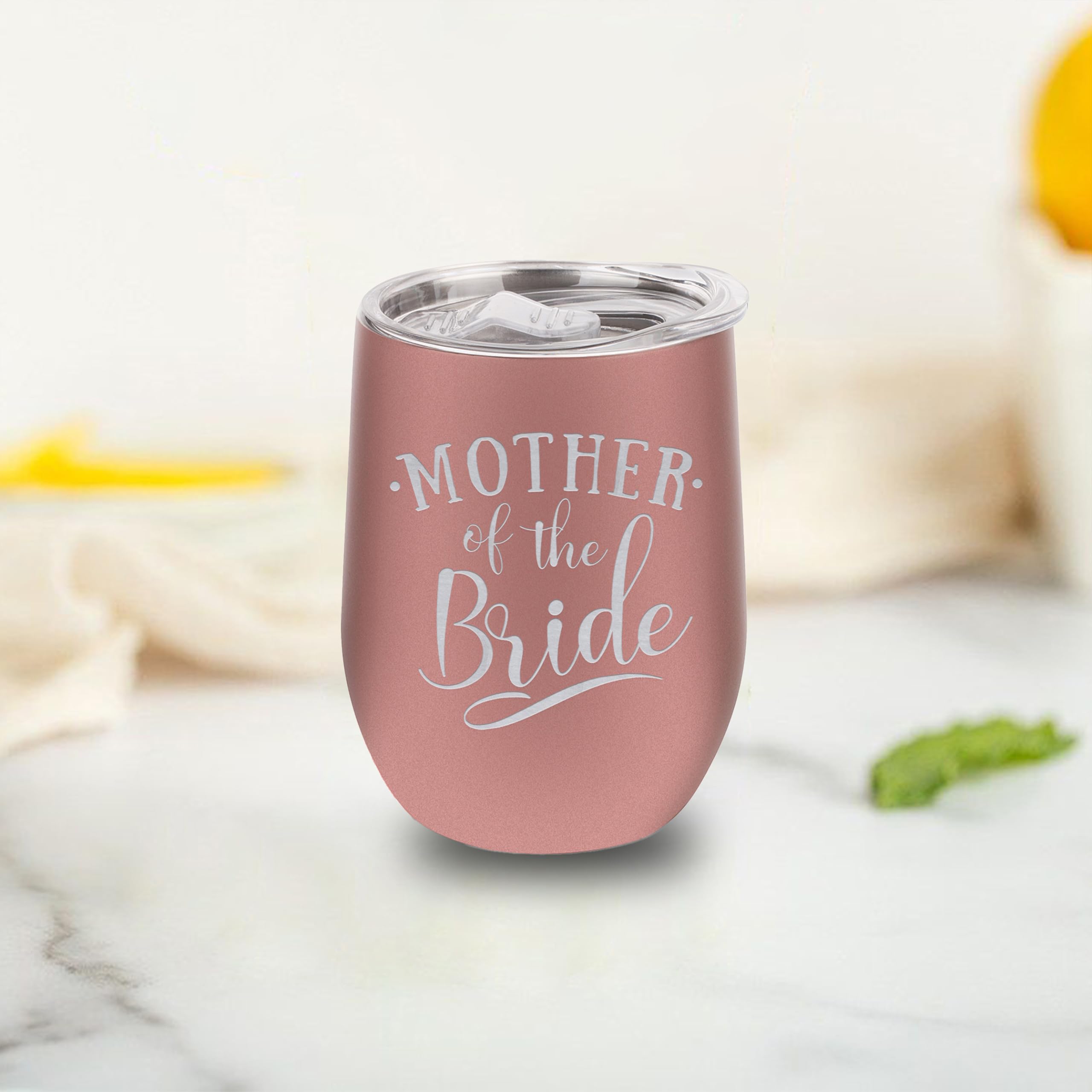 Mother of the Bride Wedding Engraved Insulated Stainless Steel Wine Tumbler 12oz.