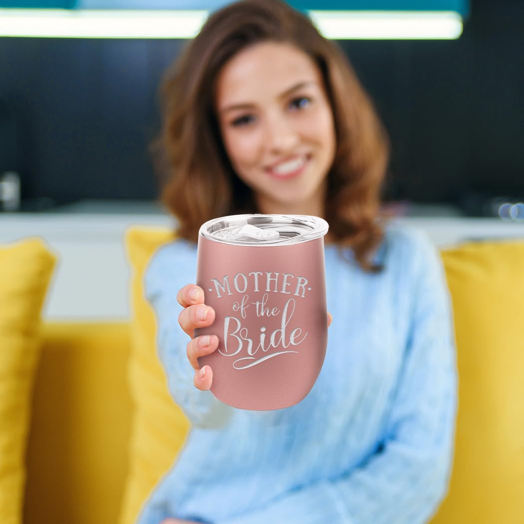 Mother of the Bride Wedding Engraved Insulated Stainless Steel Wine Tumbler 12oz.