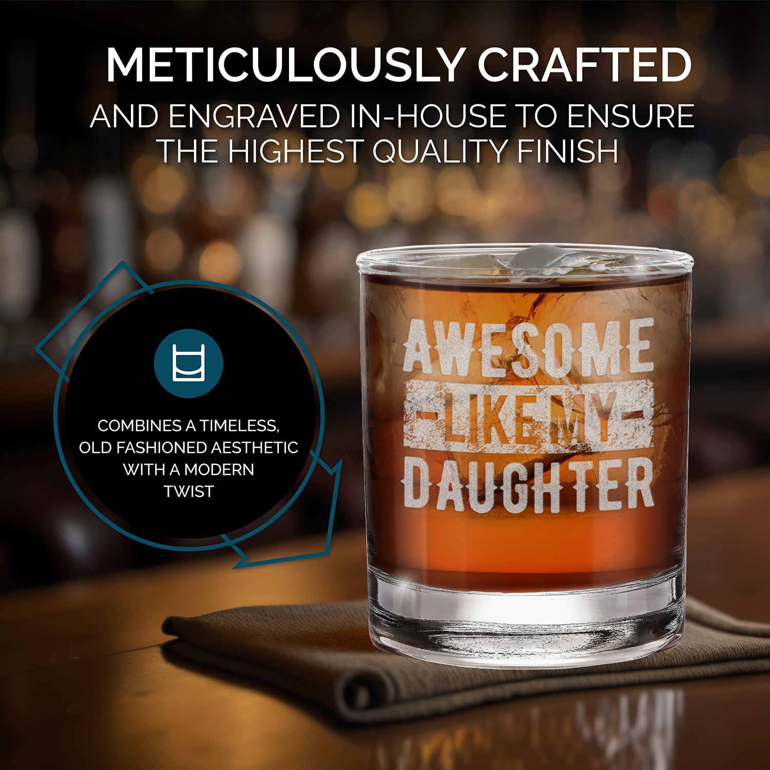 Awesome Like My Daughter Engraved Whiskey Glass 11 oz.