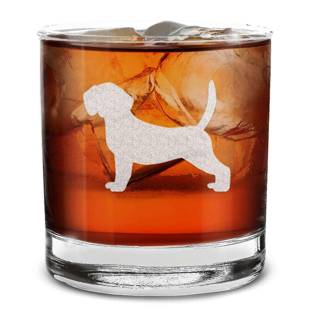 Dog Breeds Silhouettes Engraved Whiskey Glass 11 oz.