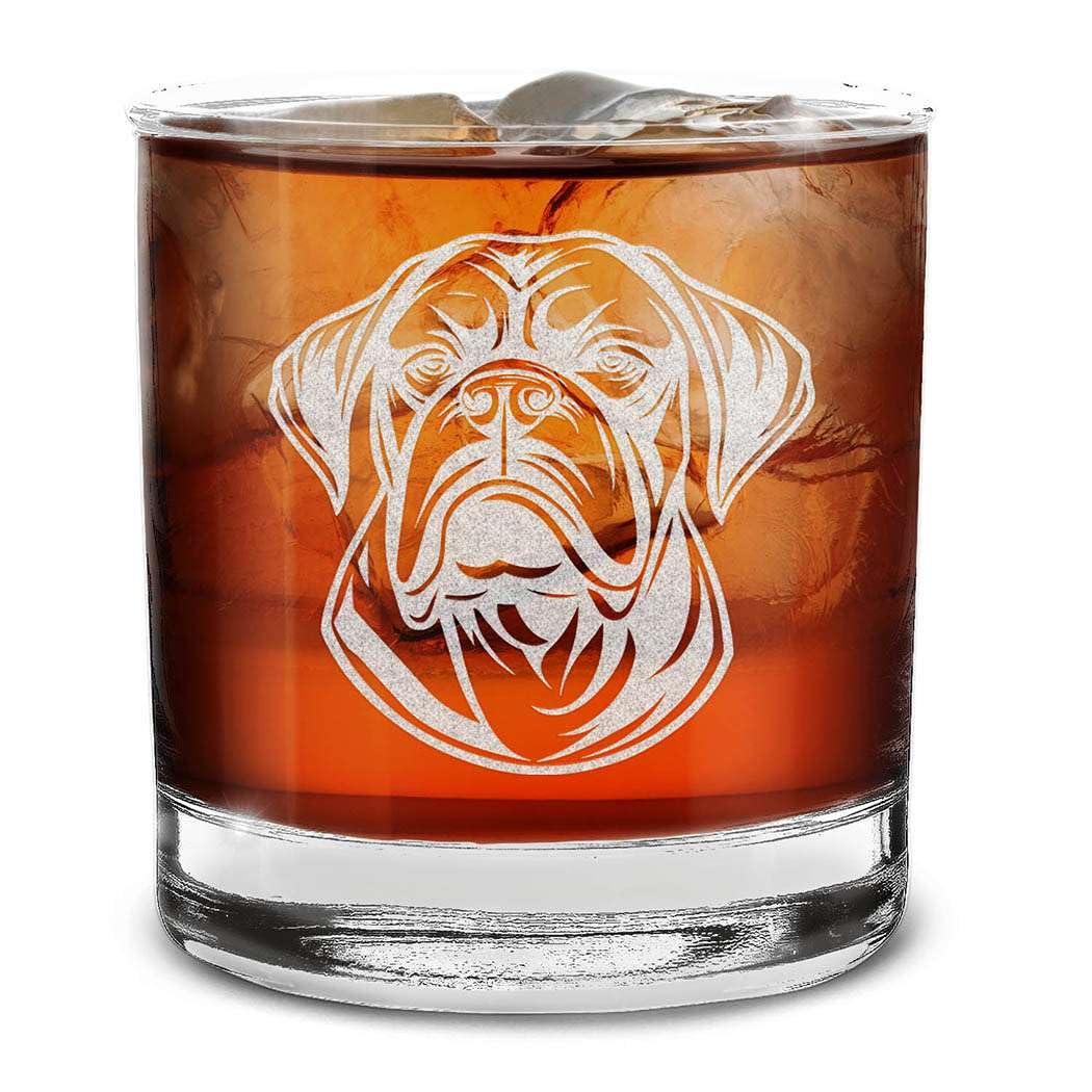 Dog Breeds Head Face Engraved Whiskey Glass 11 oz.