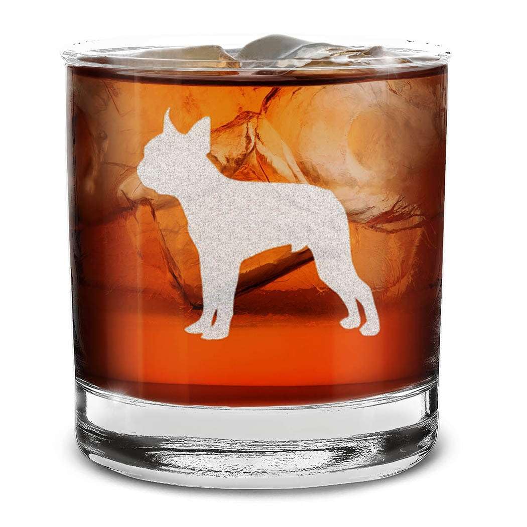 Dog Breeds Silhouettes Engraved Whiskey Glass 11 oz.