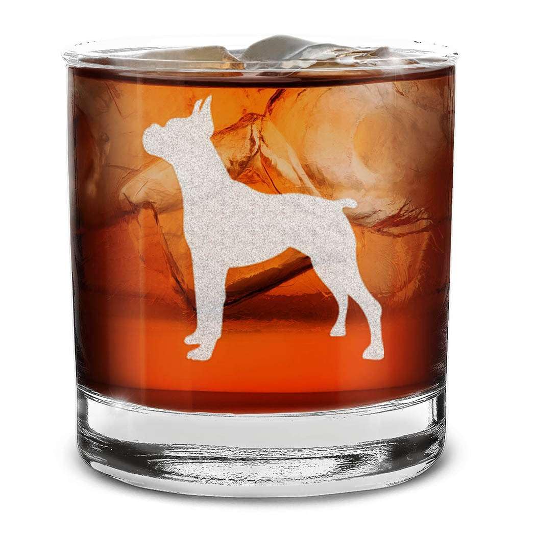 Dog Breeds Silhouettes Engraved Whiskey Glass 11 oz.