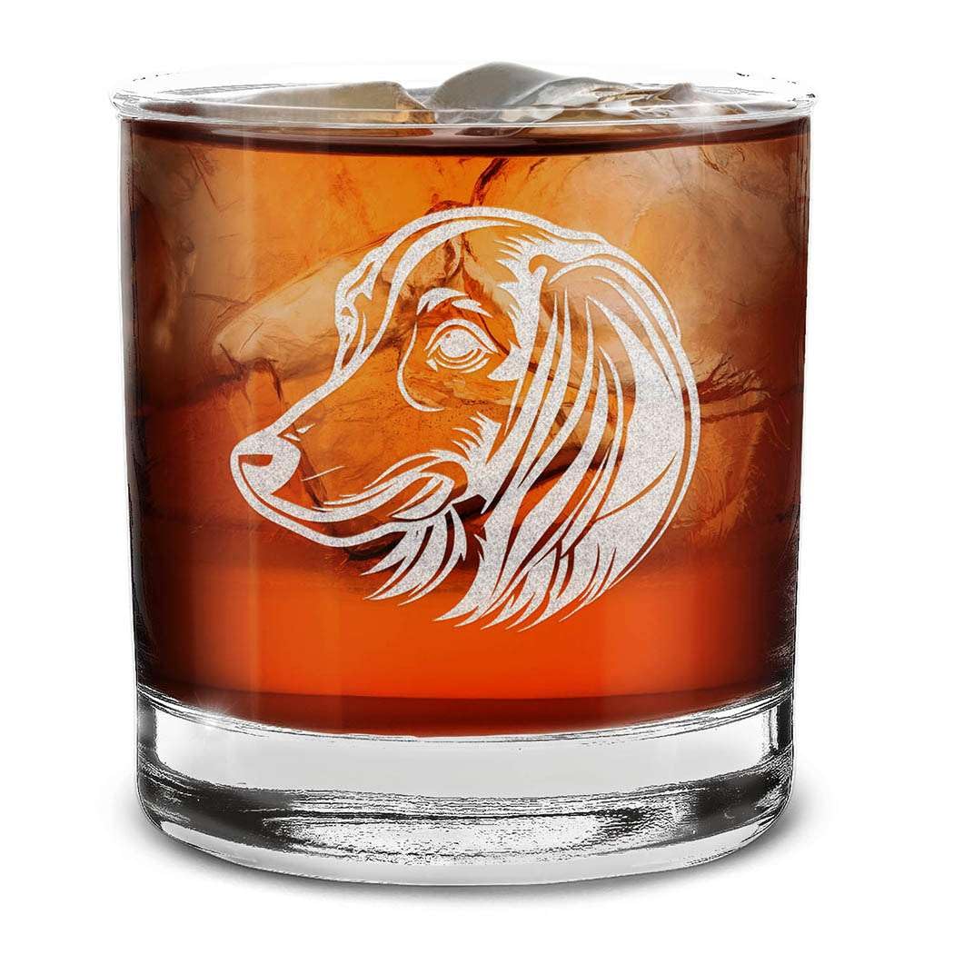 Dog Breeds Head Face Engraved Whiskey Glass 11 oz.