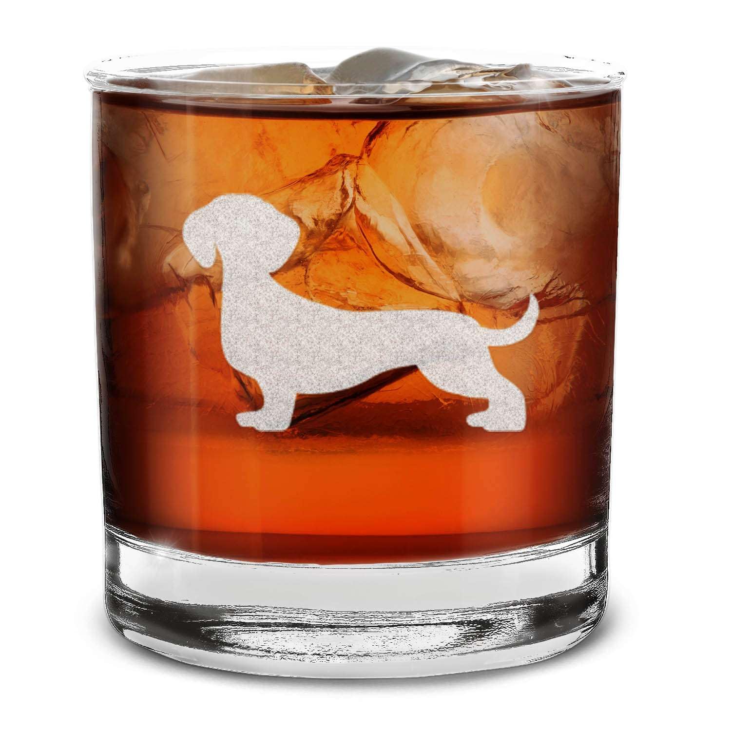 Dog Breeds Silhouettes Engraved Whiskey Glass 11 oz.