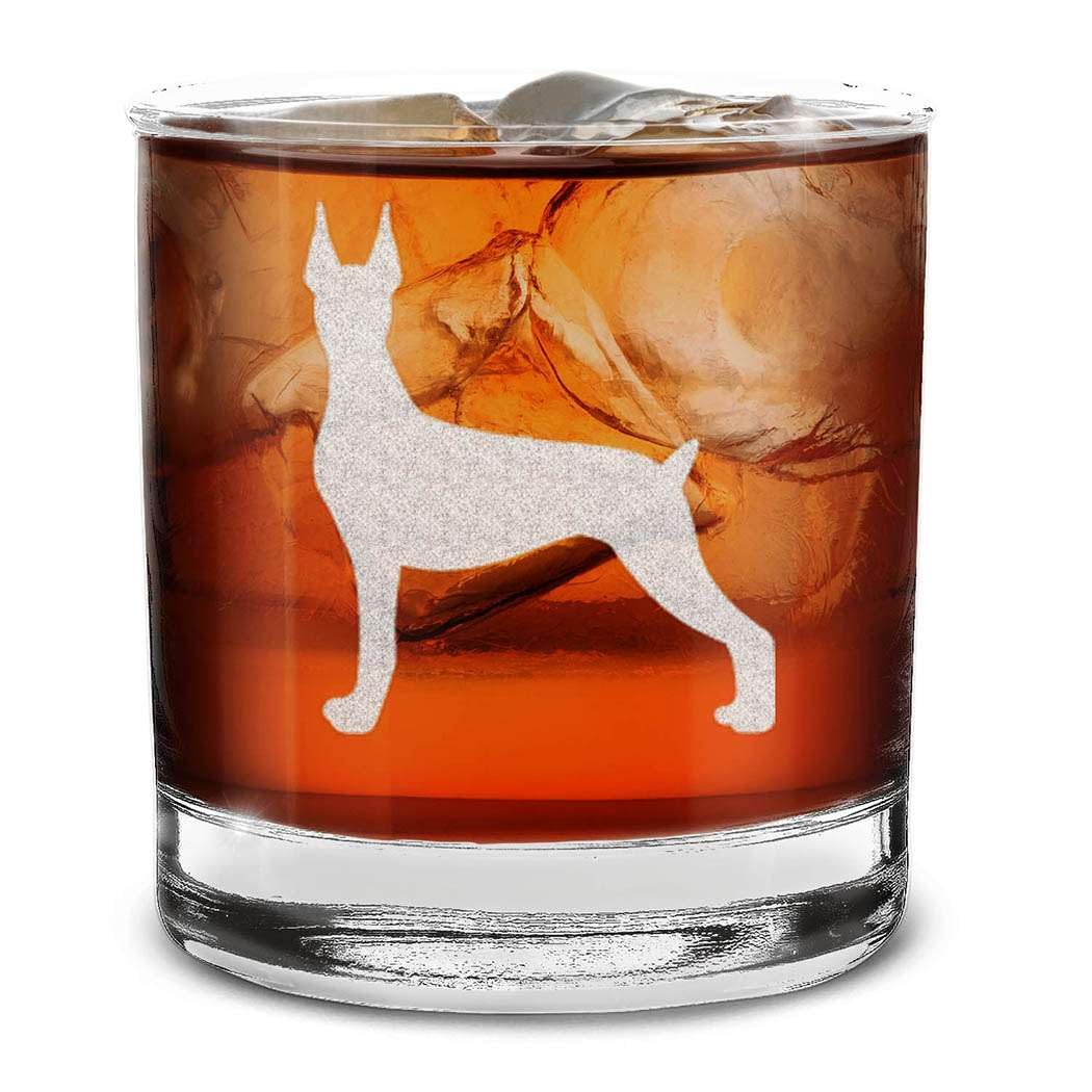 Dog Breeds Silhouettes Engraved Whiskey Glass 11 oz.