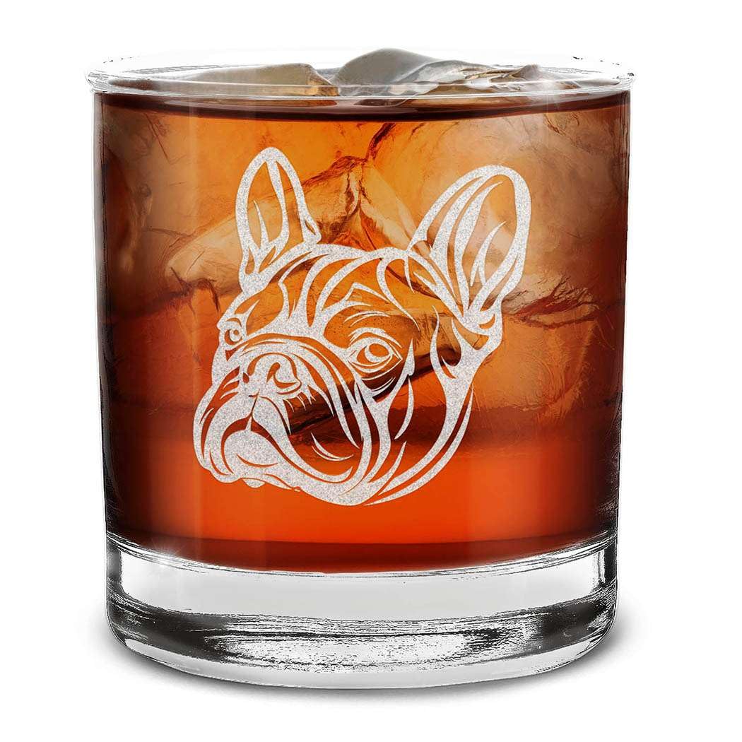 Dog Breeds Head Face Engraved Whiskey Glass 11 oz.