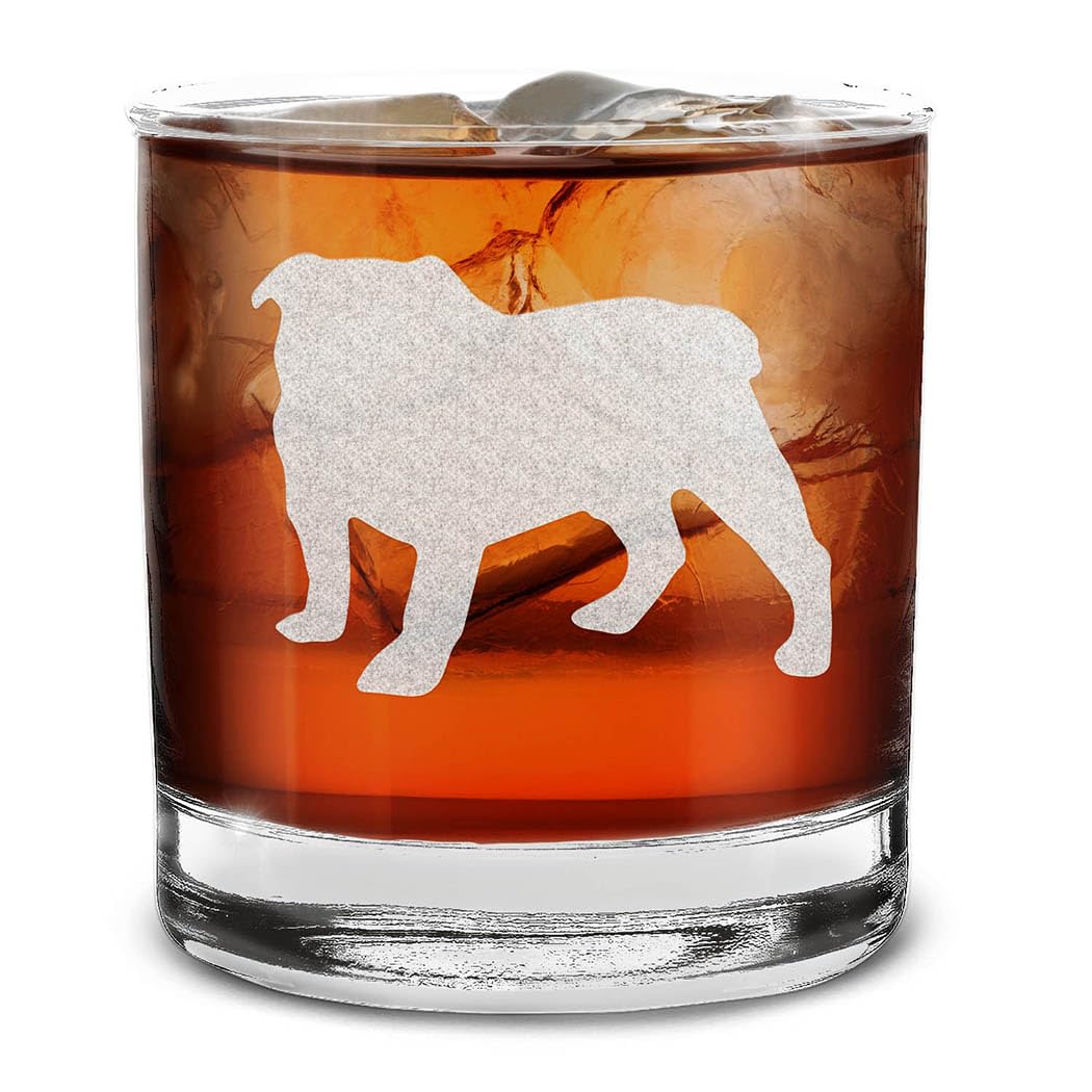 Dog Breeds Silhouettes Engraved Whiskey Glass 11 oz.