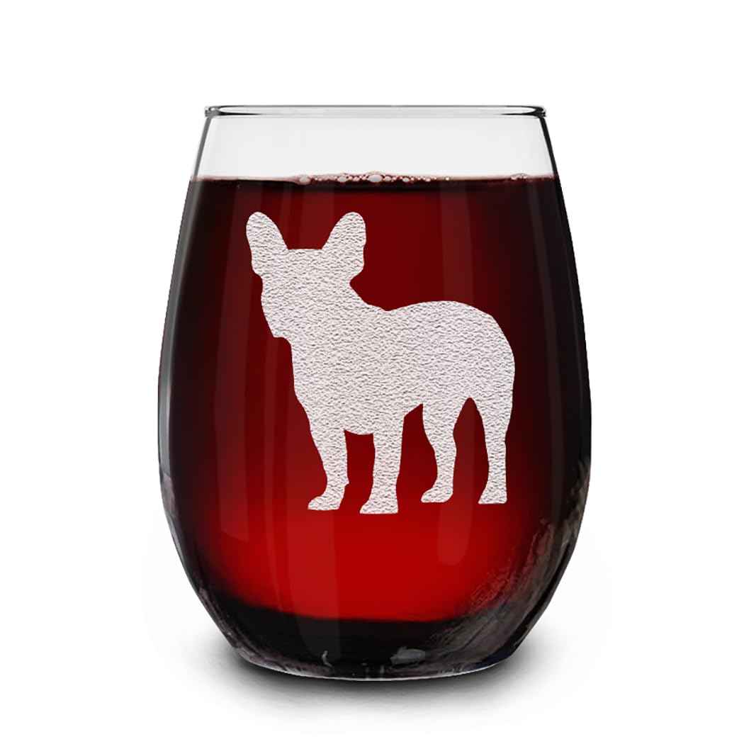 Dog Breeds Silhouettes Engraved Stemless Wine Glass 15 oz.