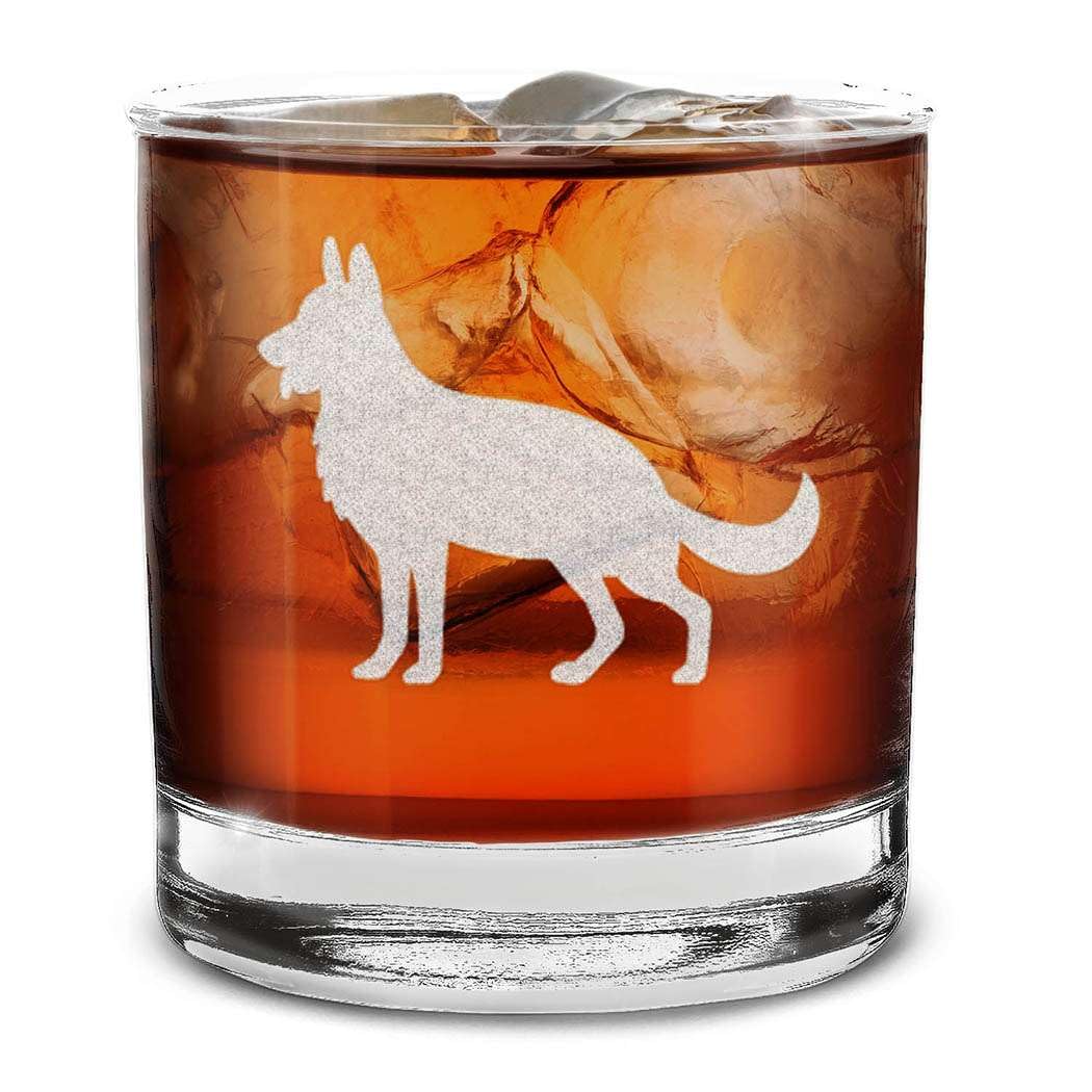 Dog Breeds Silhouettes Engraved Whiskey Glass 11 oz.