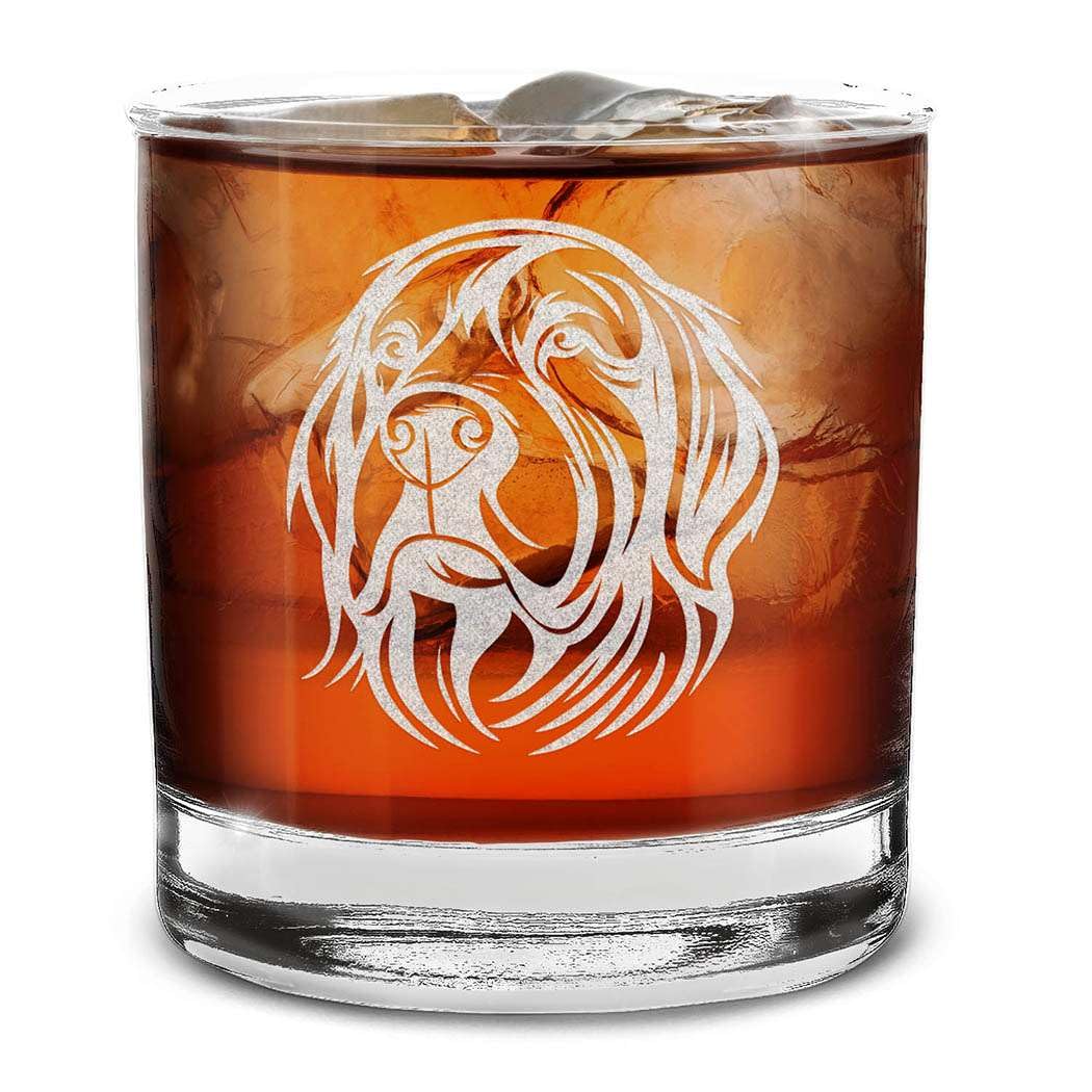 Dog Breeds Head Face Engraved Whiskey Glass 11 oz.