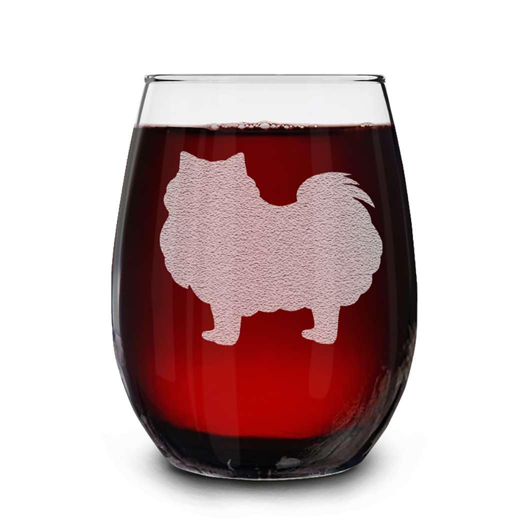 Dog Breeds Silhouettes Engraved Stemless Wine Glass 15 oz.