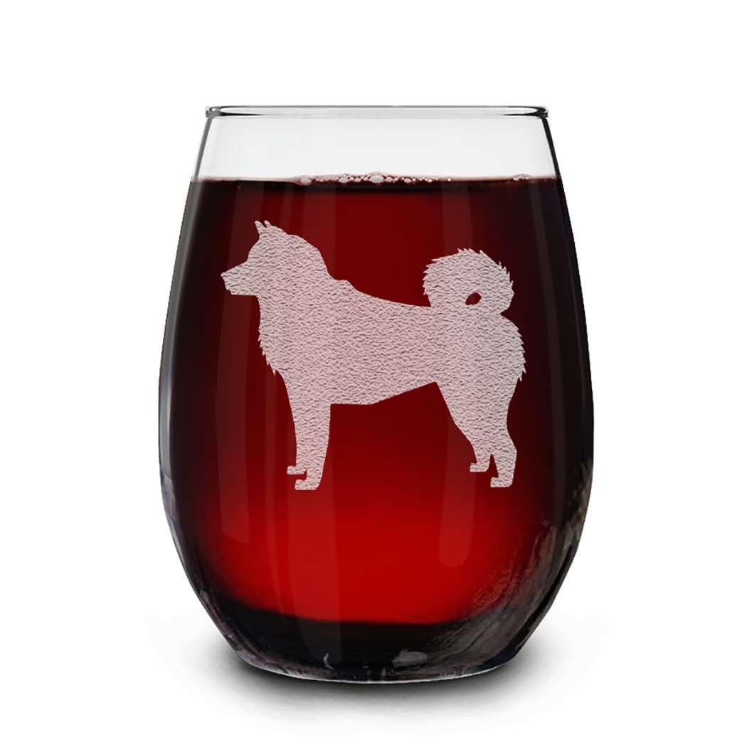 Dog Breeds Silhouettes Engraved Stemless Wine Glass 15 oz.