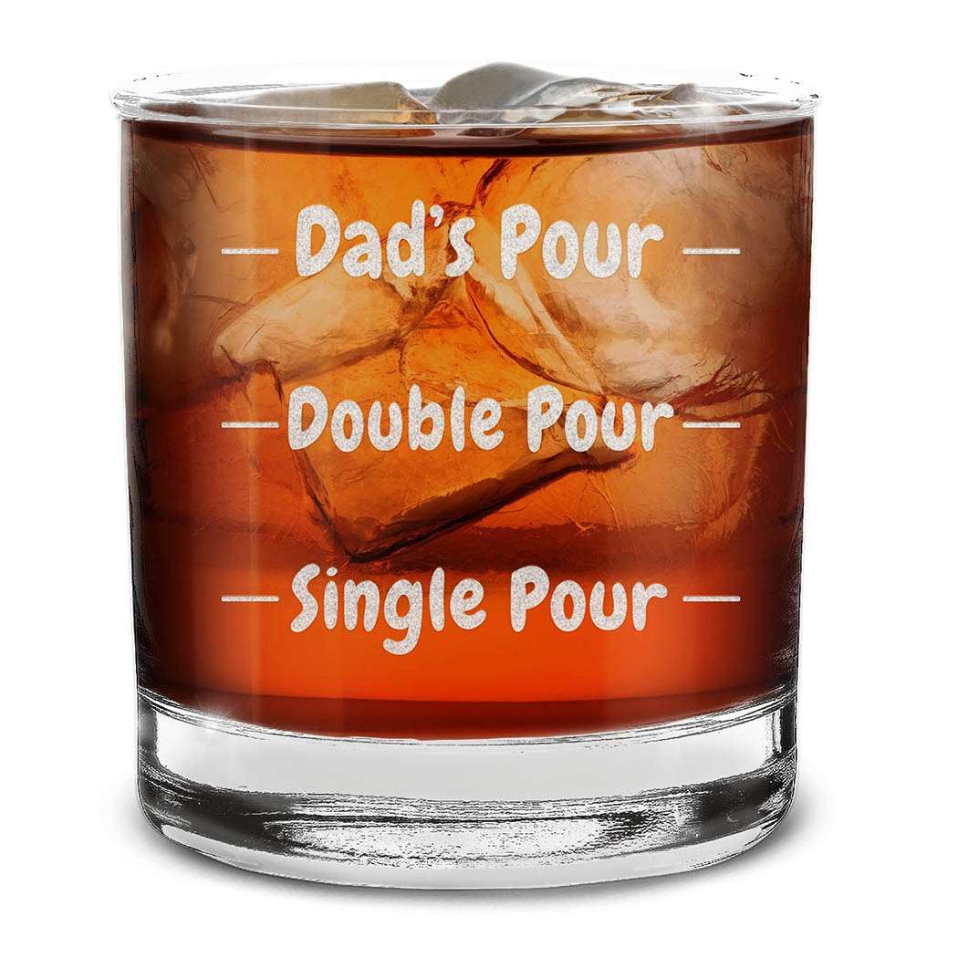 Dad's Pour Single Double Pours Engraved Whiskey Glass 11 oz.