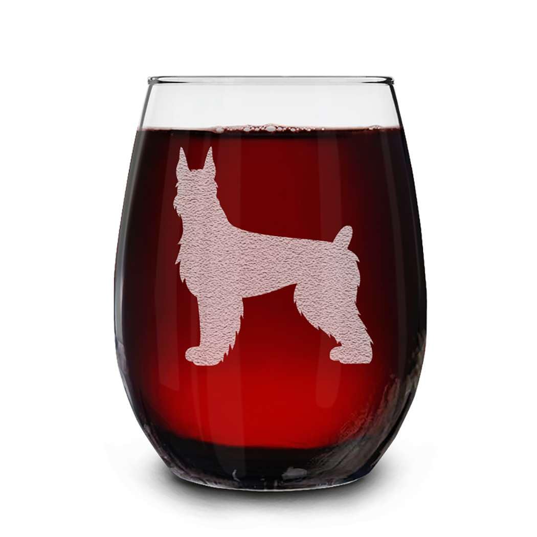 Dog Breeds Silhouettes Engraved Stemless Wine Glass 15 oz.