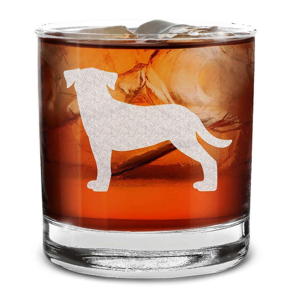 Dog Breeds Silhouettes Engraved Whiskey Glass 11 oz.