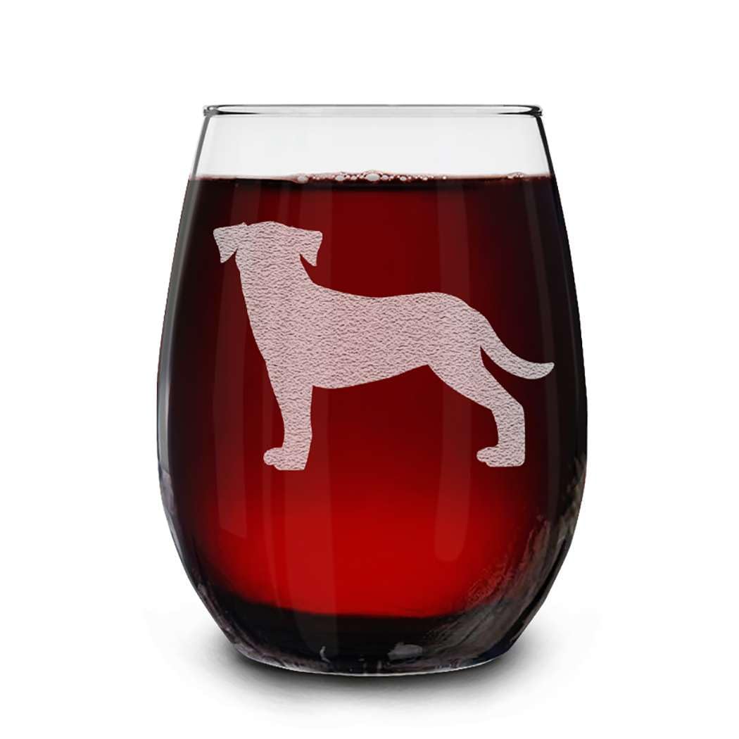 Dog Breeds Silhouettes Engraved Stemless Wine Glass 15 oz.