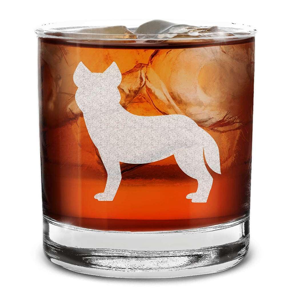 Dog Breeds Silhouettes Engraved Whiskey Glass 11 oz.