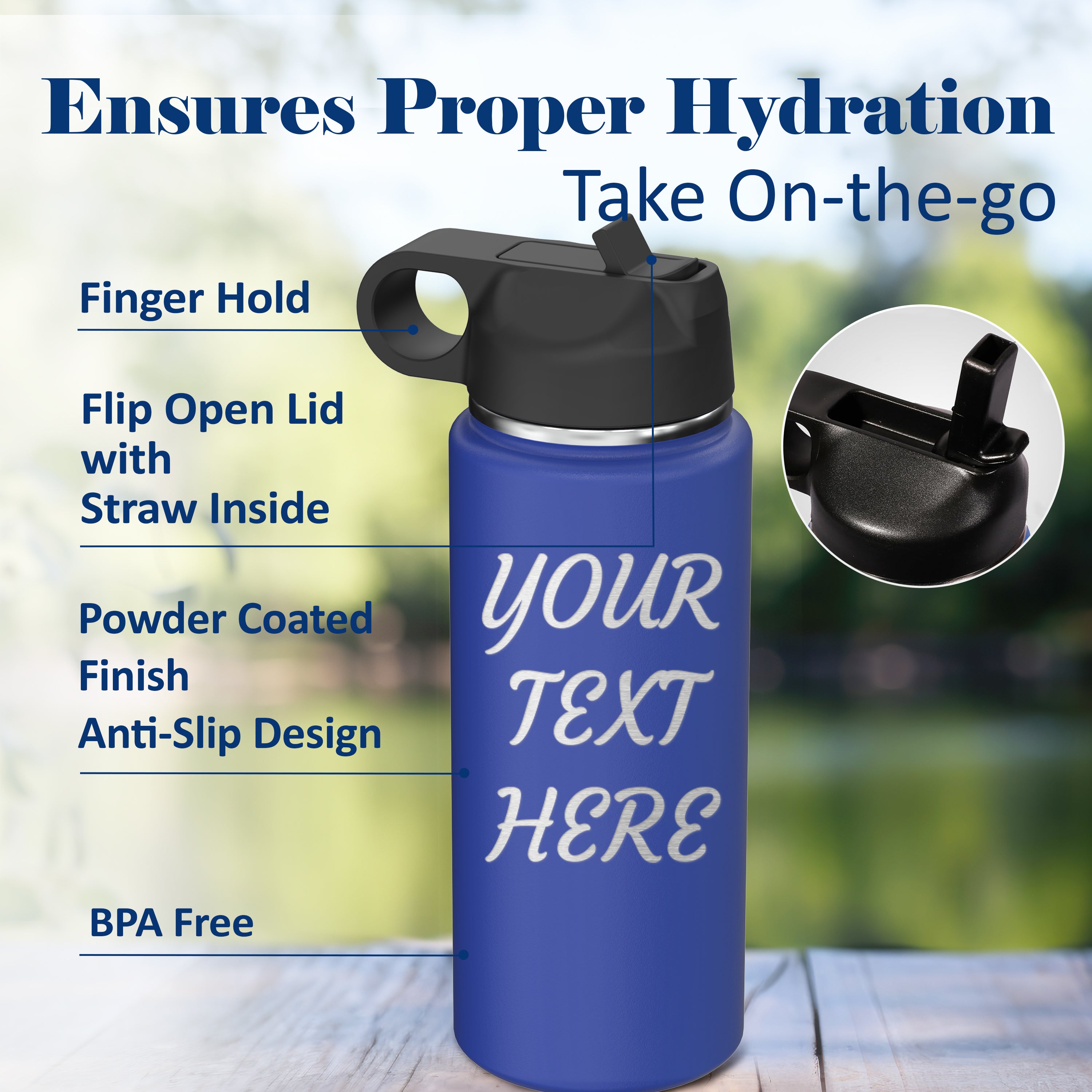 Custom Personalized Your Text & Logo Water Bottle 18 oz.