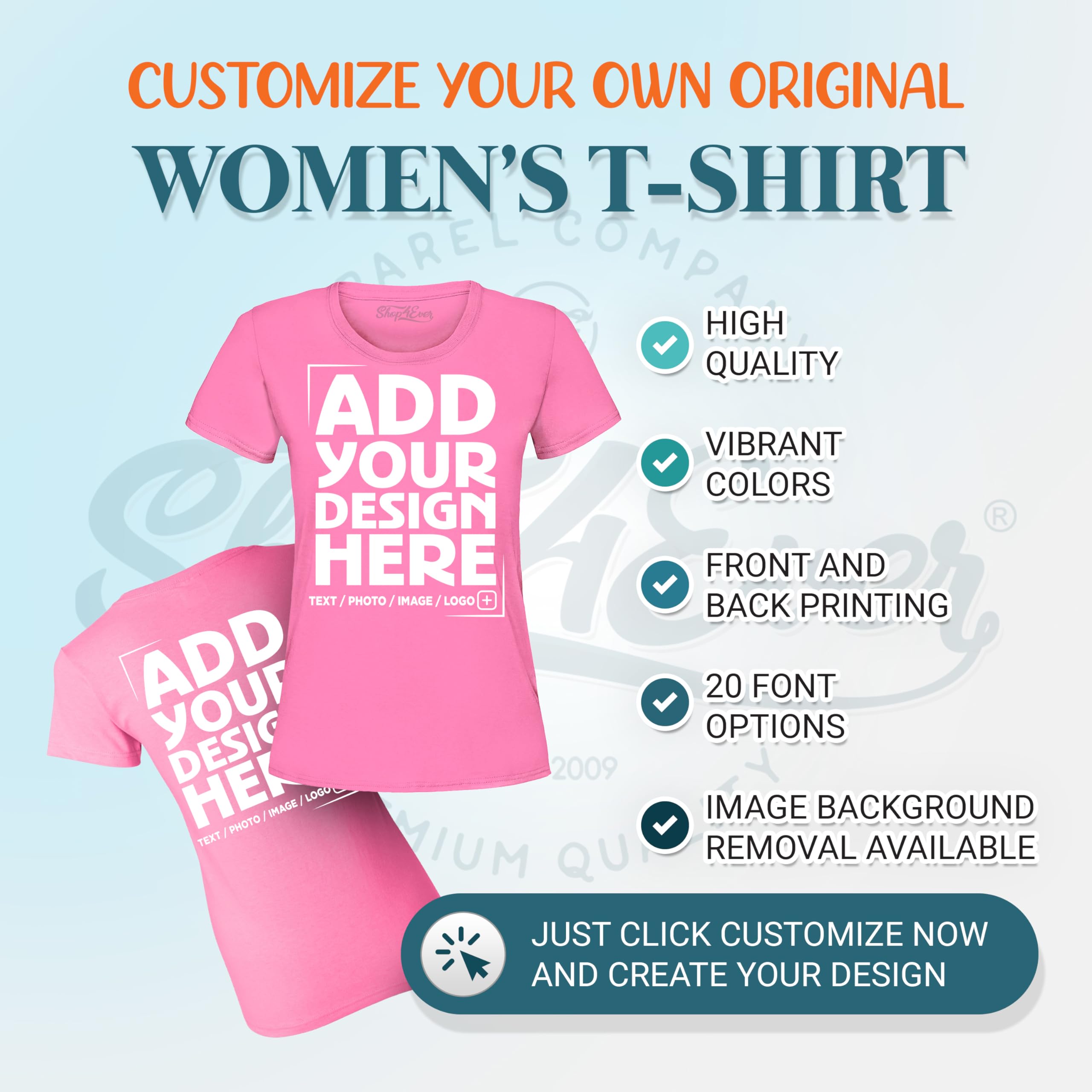 Custom Personalized Design Your Own Front Back Women's T-Shirt