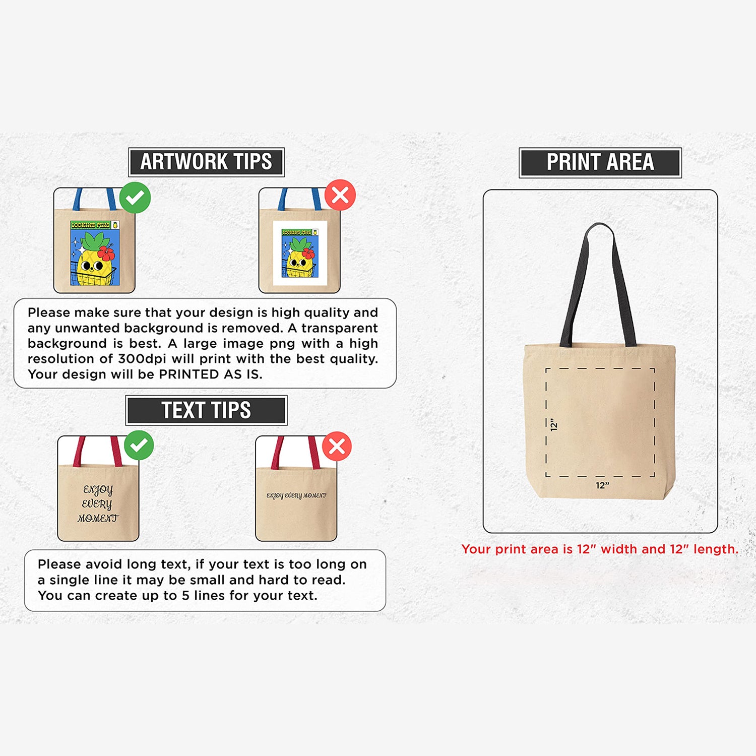 Custom Personalized Design Your Own Cotton Canvas Tote Reusable Shopping Bag