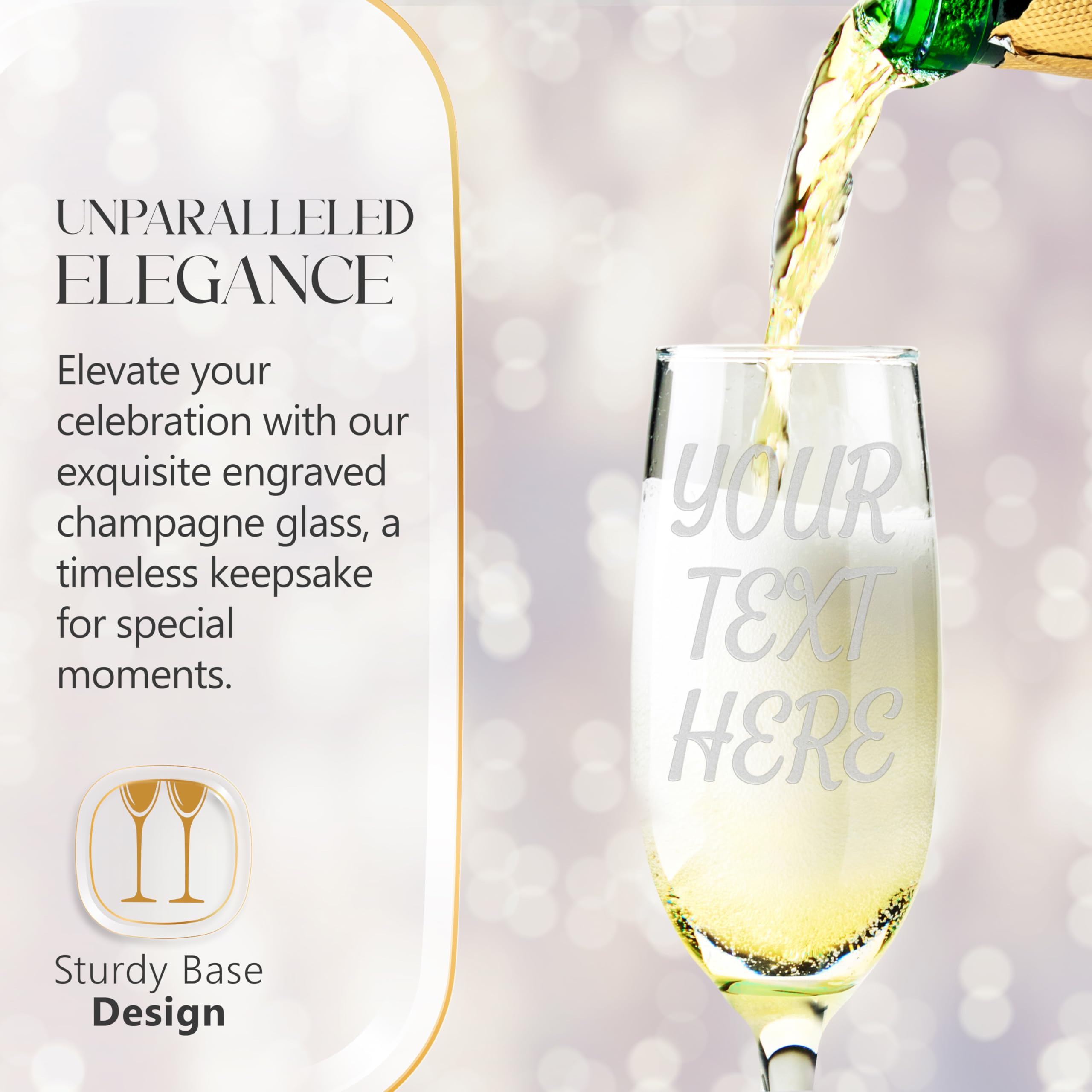 Custom Personalized Your Text Here Champagne Flutes Glass 8 oz.