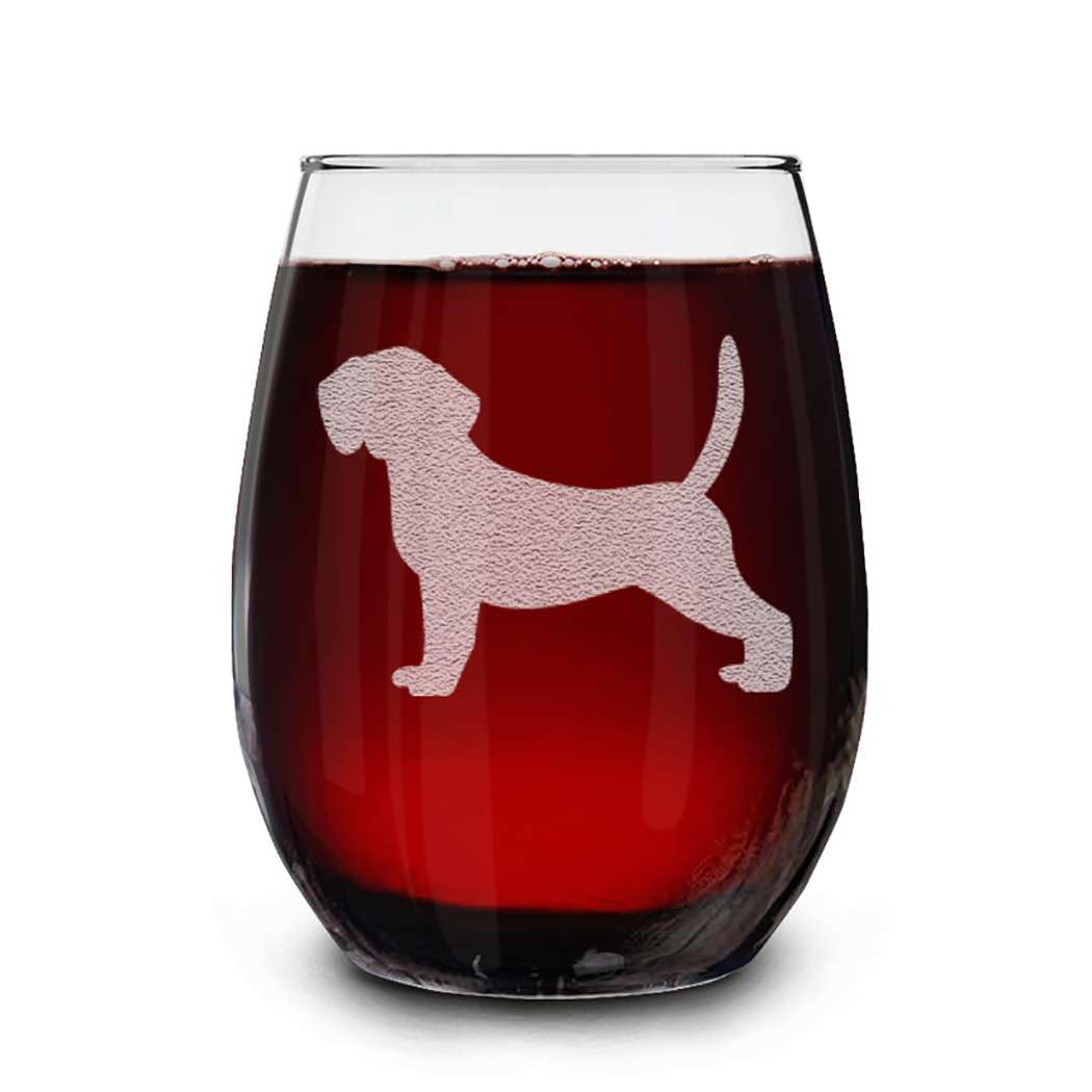 Dog Breeds Silhouettes Engraved Stemless Wine Glass 15 oz.