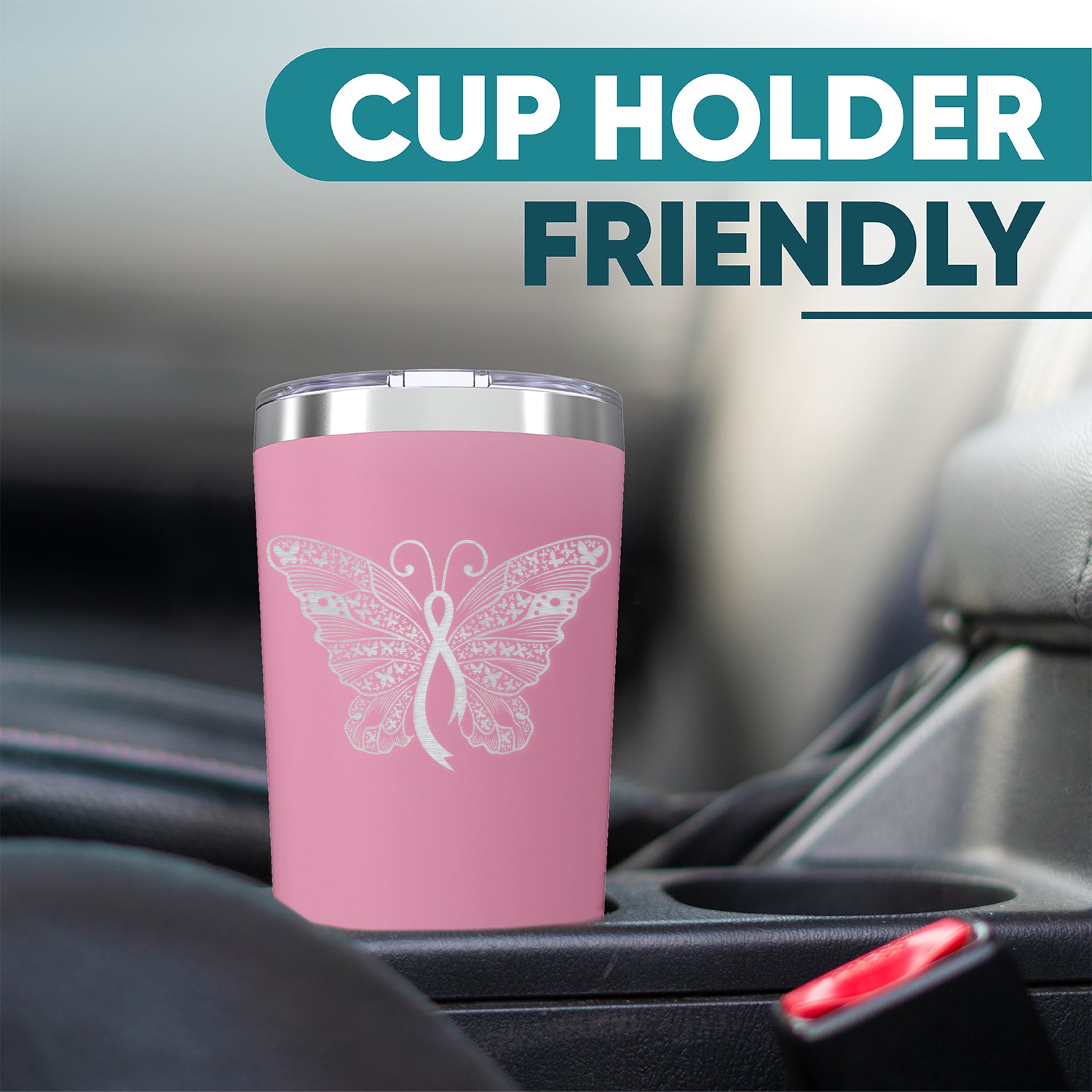 Breast Cancer Butterfly Ribbon Insulated Tumblers 20 oz.