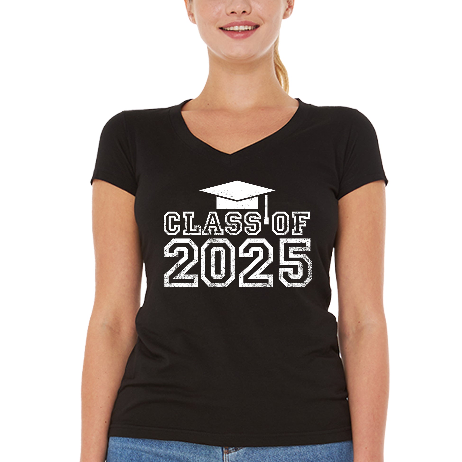 Class of 2025 Graduation Women's V-Neck T-Shirt Slim Fit