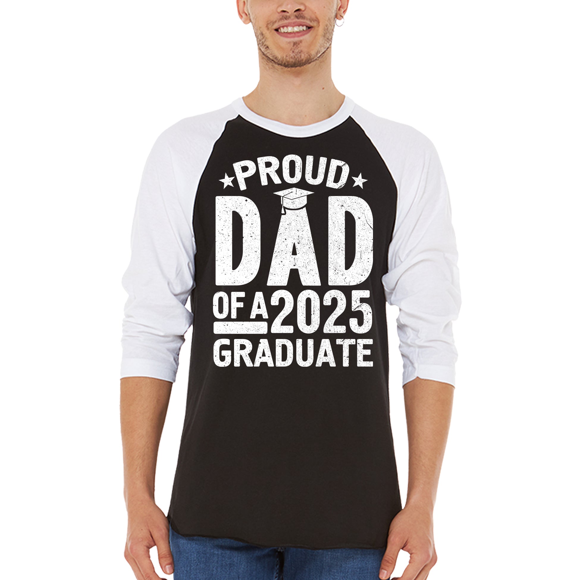 Proud Dad of a 2025 Graduate Graduation Raglan Baseball Shirt