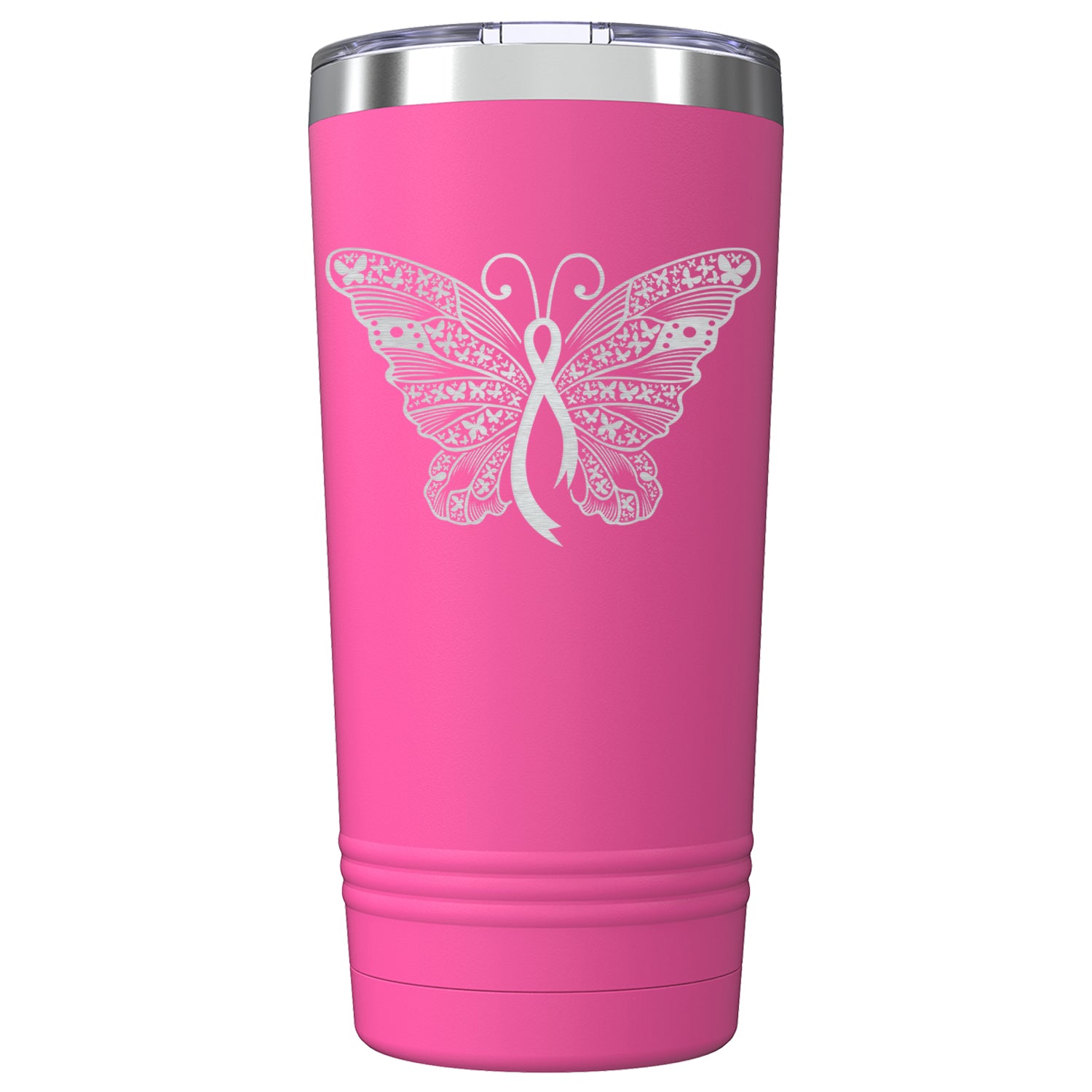 Breast Cancer Butterfly Ribbon Insulated Tumblers 20 oz.