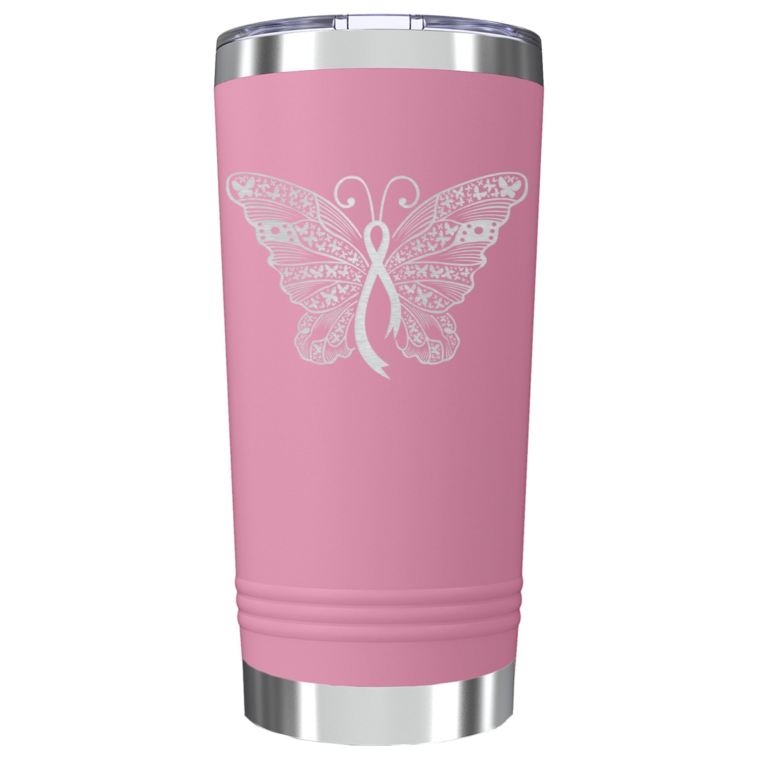 Breast Cancer Butterfly Ribbon Insulated Tumblers 20 oz.