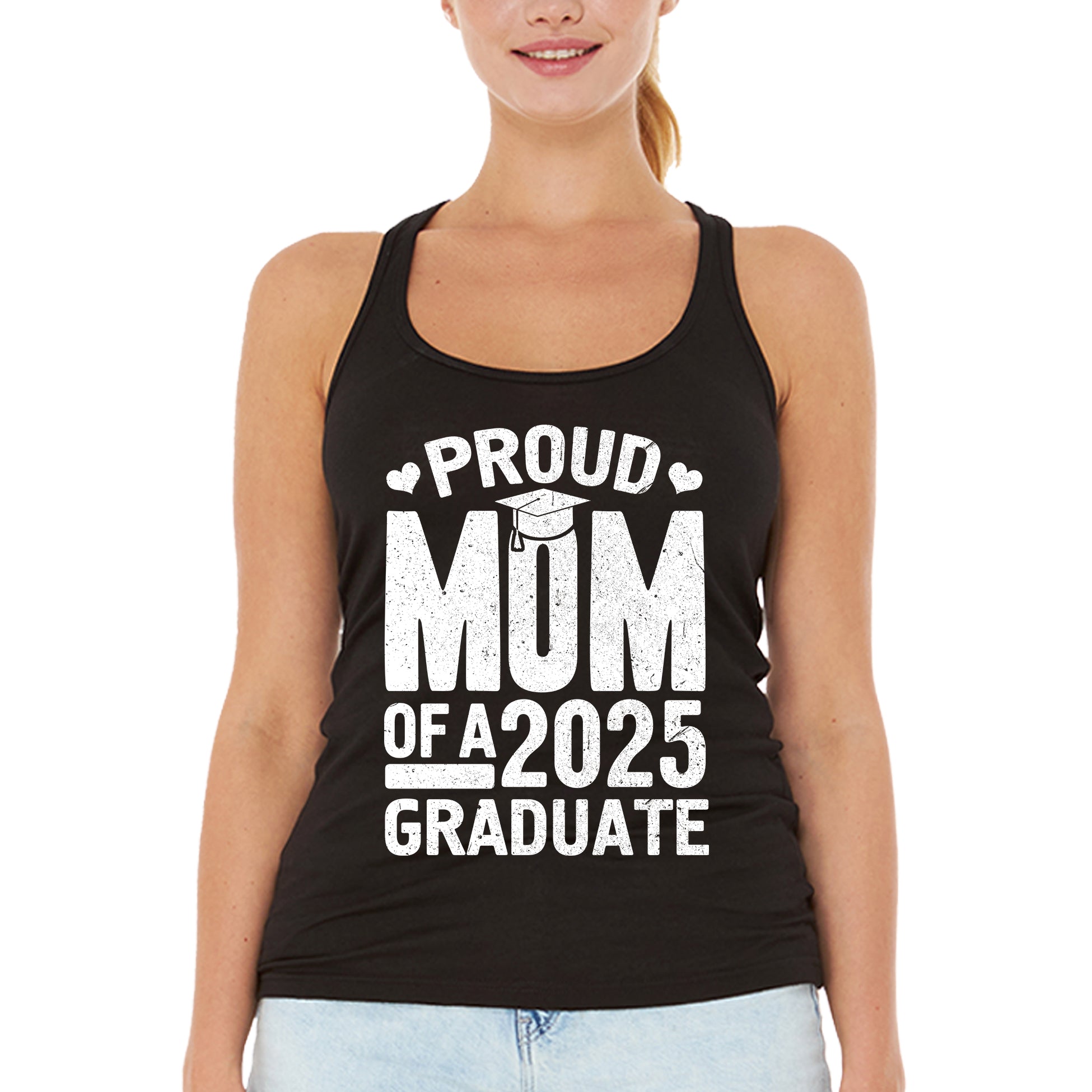 Proud Mom of a 2025 Graduate Graduation Women's Racerback Tank Top Slim Fit