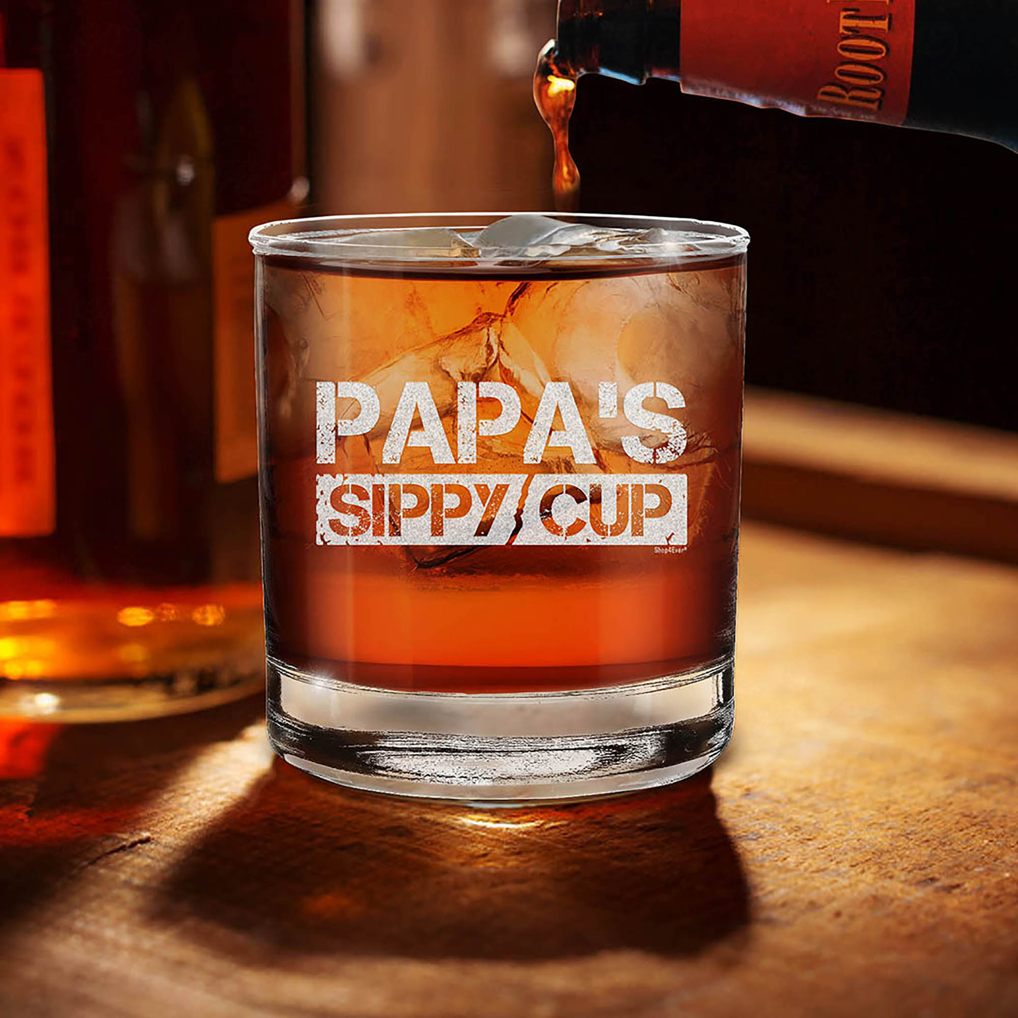 Papa's Sippy Cup Engraved Whiskey Glass Pregnancy Announcement for Grandpa Dad Glass