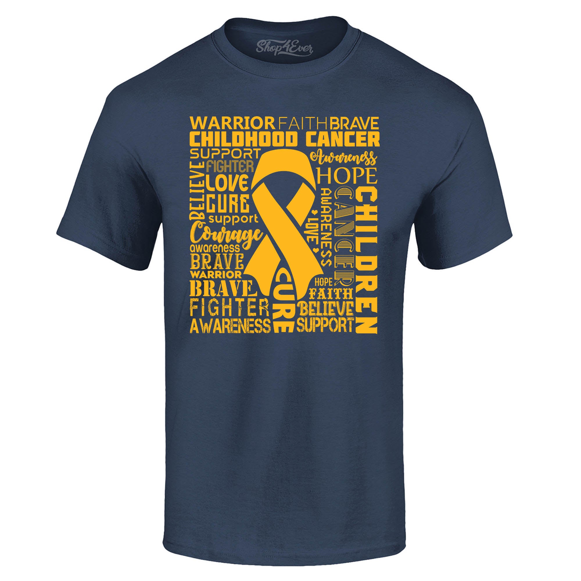 Childhood Cancer Awareness Gold Ribbon Word Cloud T-Shirt