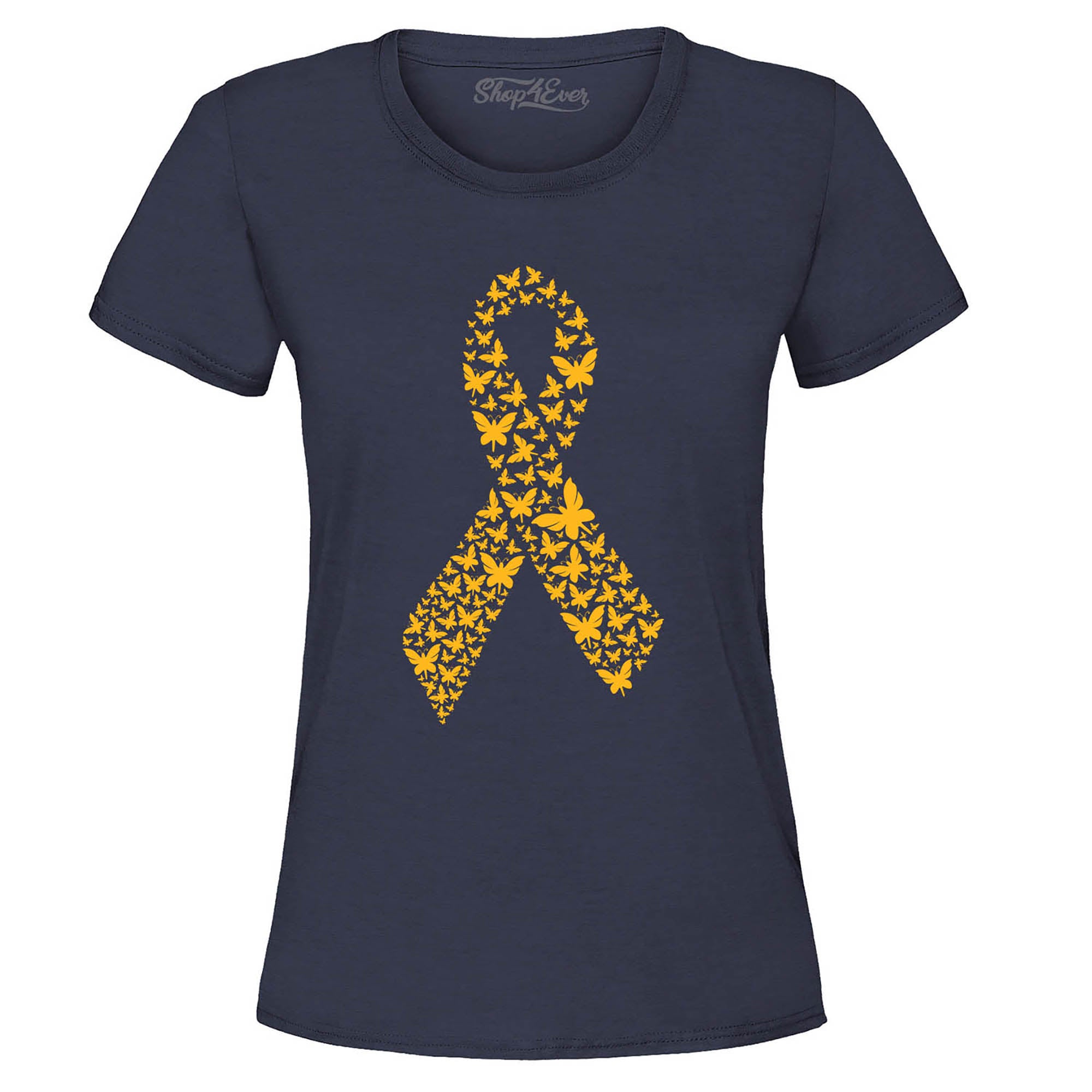 Gold Butterfly Ribbon Childhood Cancer Awareness Women's T-Shirt