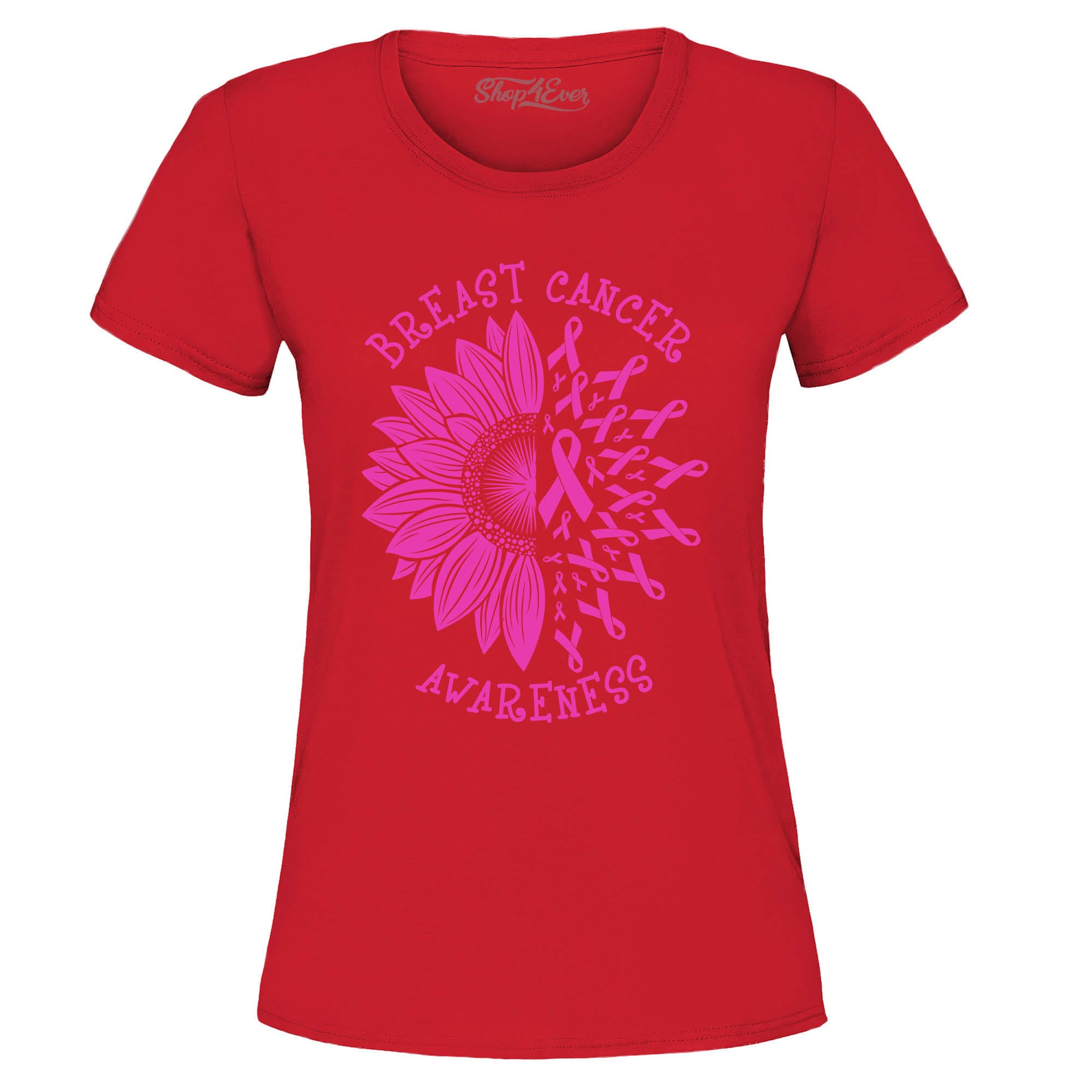 Sunflower Pink Ribbon Breast Cancer Awareness Women's T-Shirt