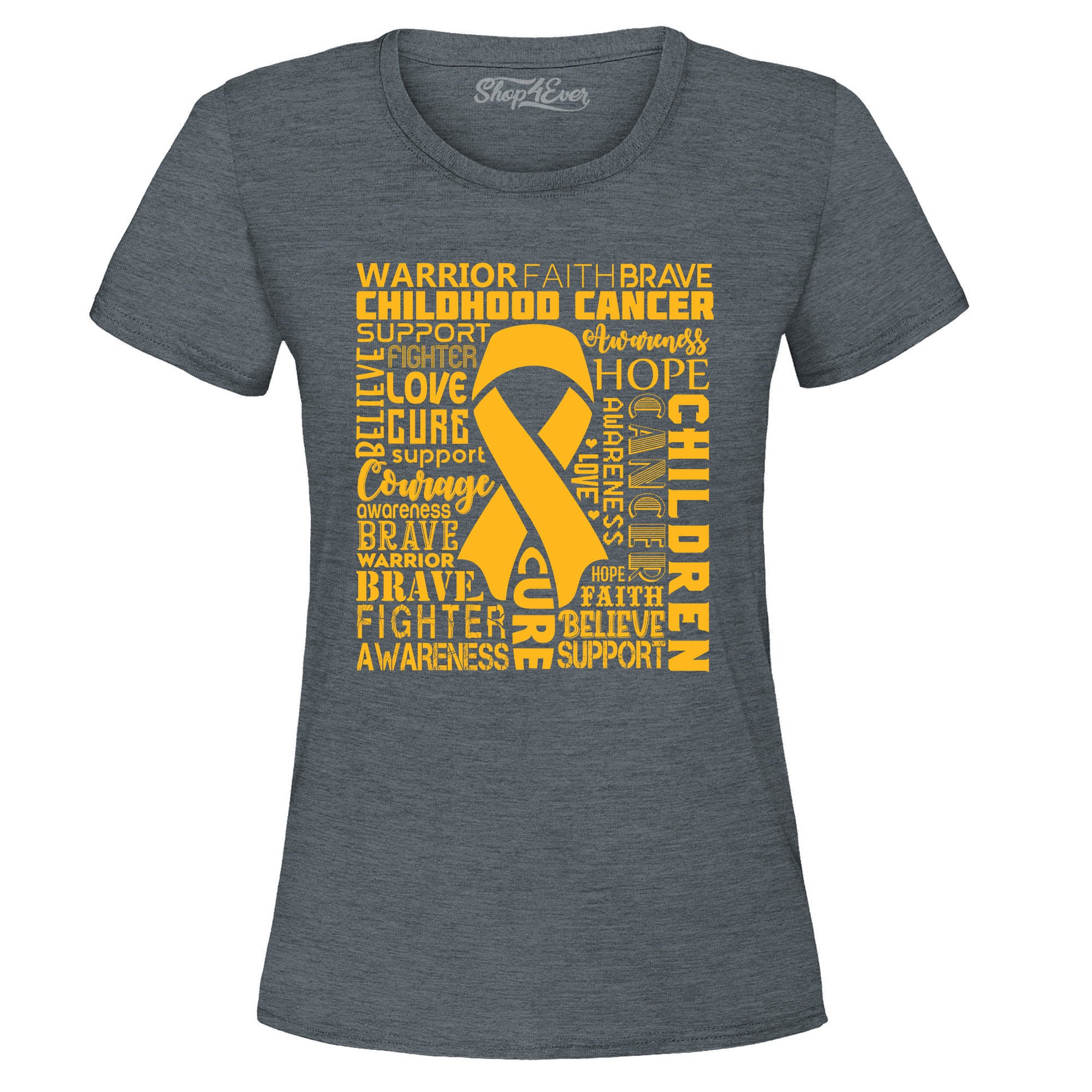 Childhood Cancer Awareness Gold Ribbon Word Cloud Women's T-Shirt