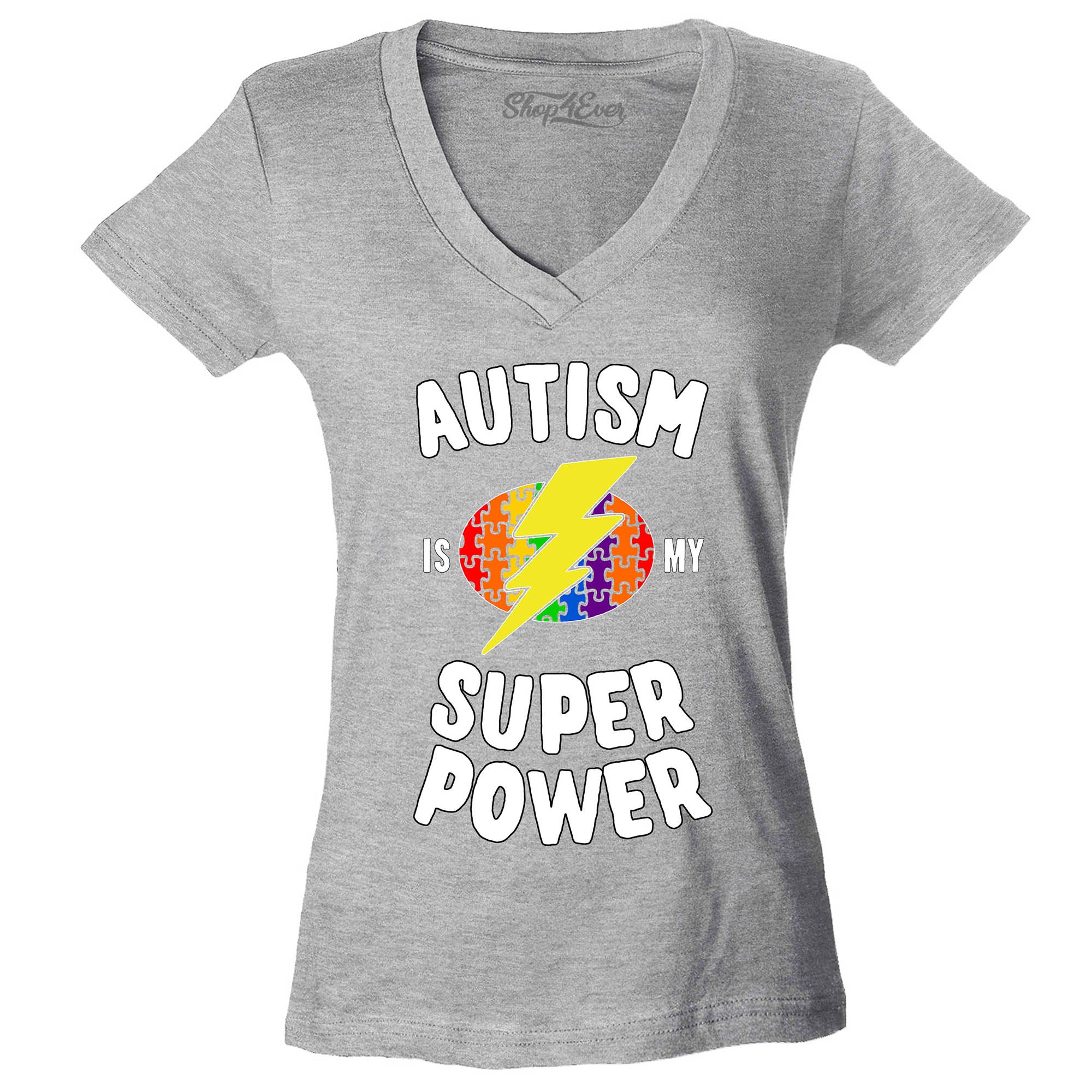 Autism is My Super Power Women's V-Neck T-Shirt Autism Awareness Shirts