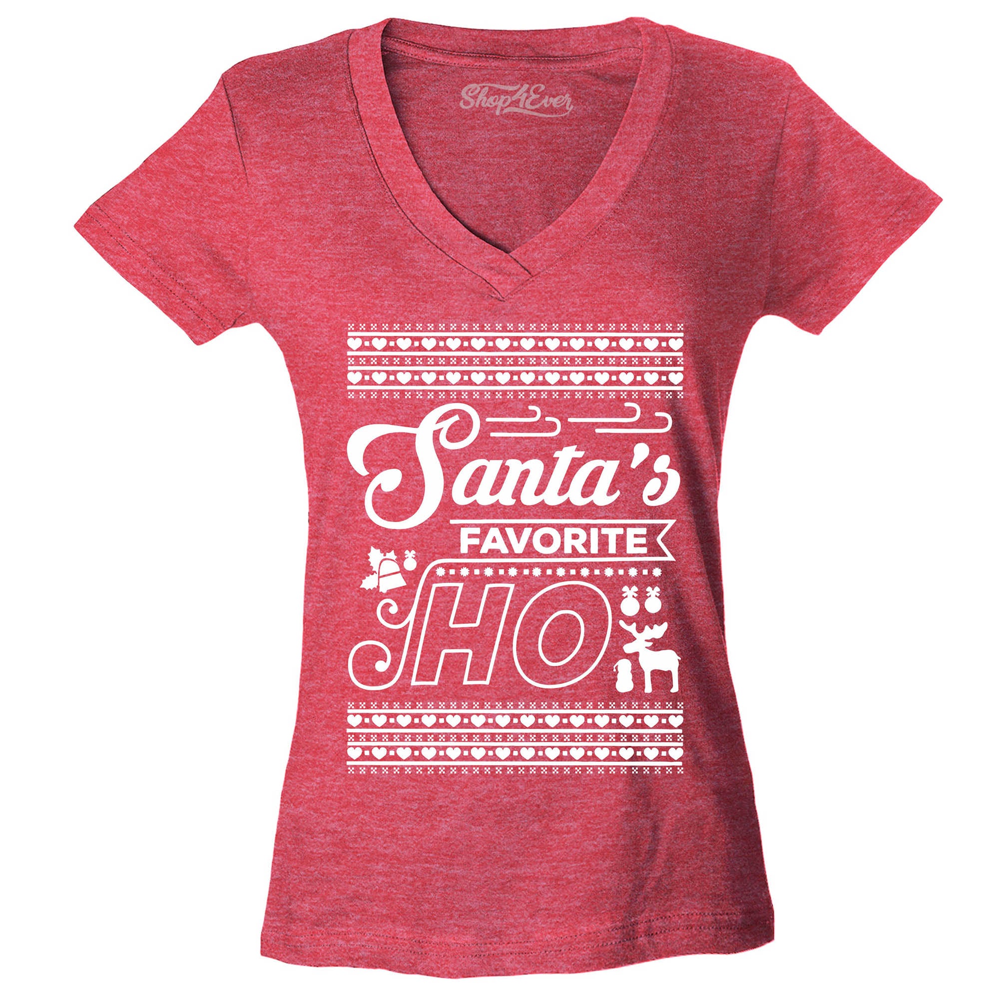 Santa's Favorite Ho Xmas Funny Christmas Holiday Women's V-Neck T-Shirt Slim Fit