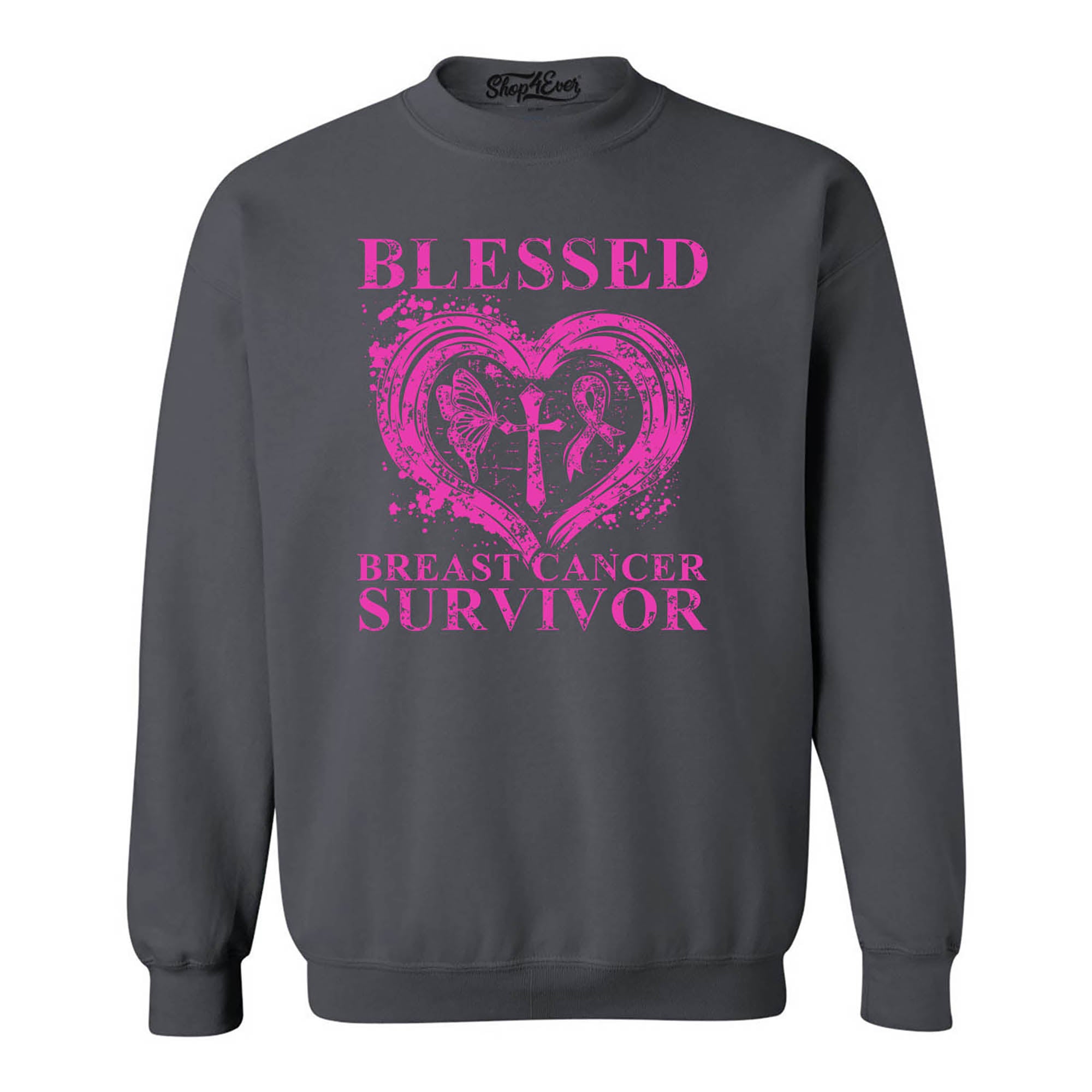 Blessed Breast Cancer Awareness Crewneck Sweatshirts