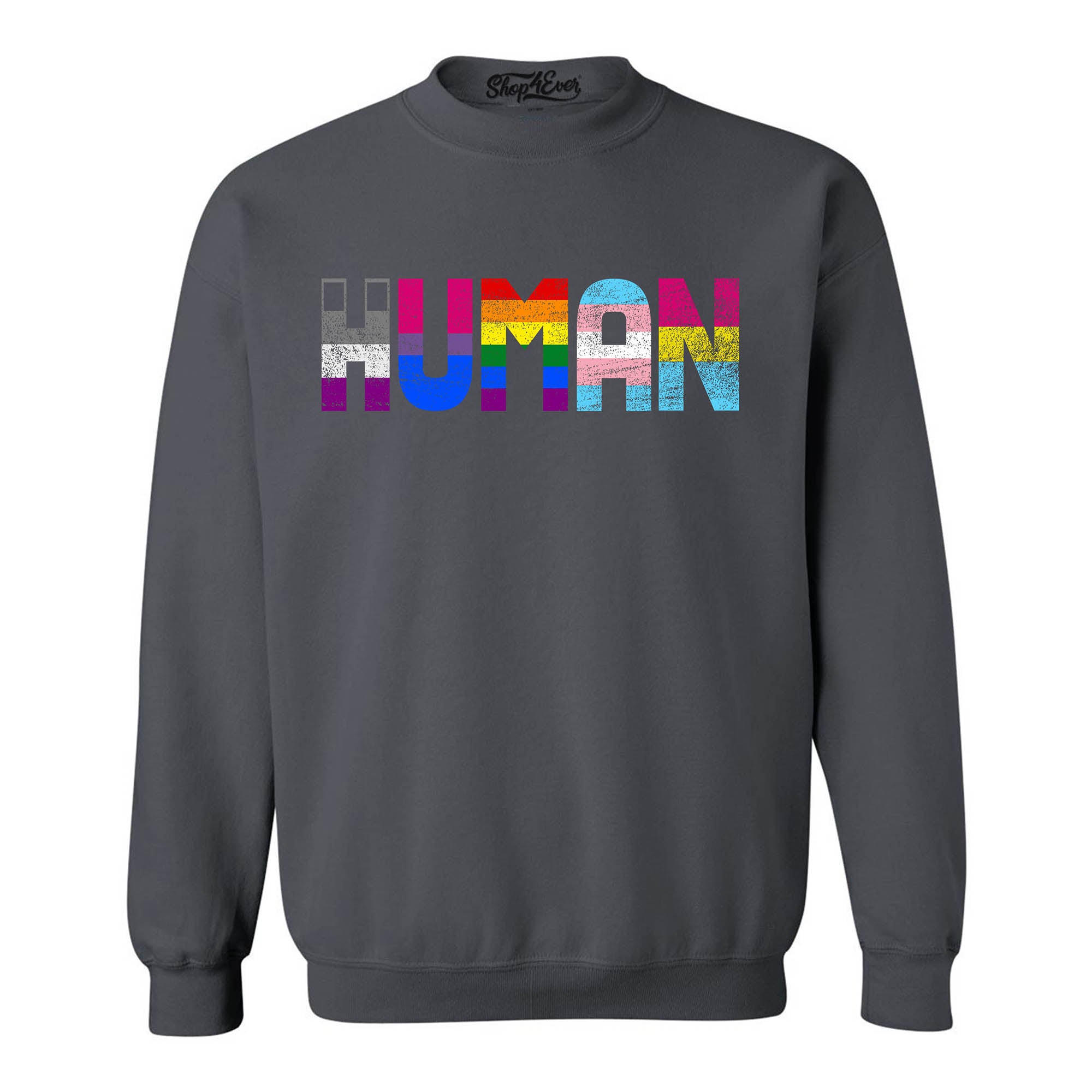 Human Pride Flags Crewneck Sweatshirts