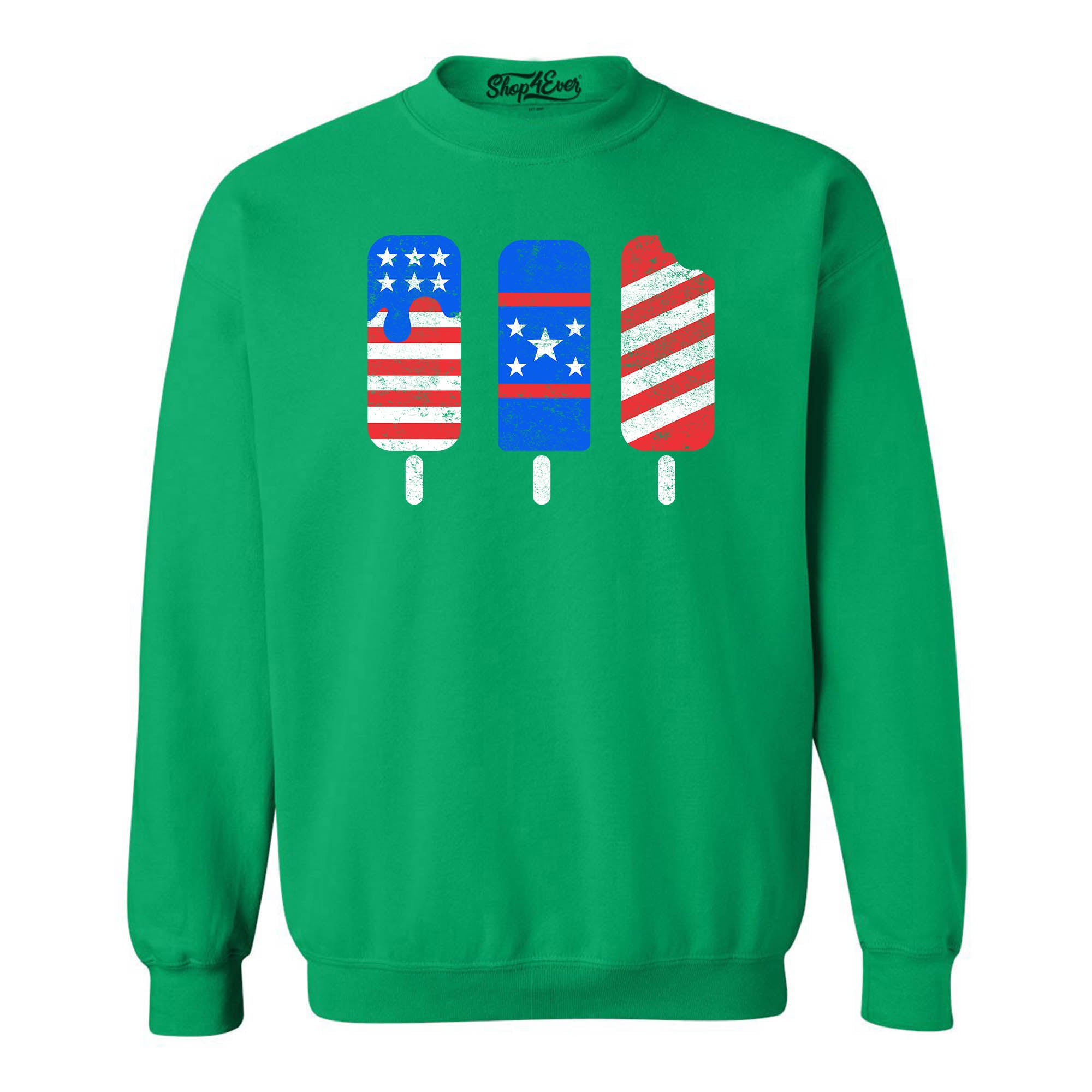 Patriotic Popsicles Ice Cream 4th of July Crewneck Sweatshirts